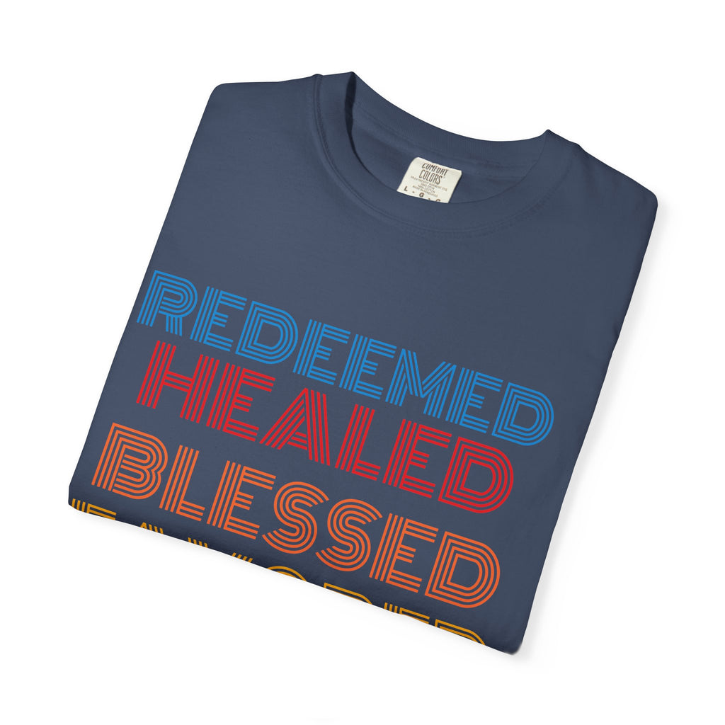Redeemed Unisex Garment-Dyed T-shirt, Christian Tshirts, Christian Merchandise, Gifts for Church, Gifts for Christmas, Gifts for Birthdays, Christian Apparel