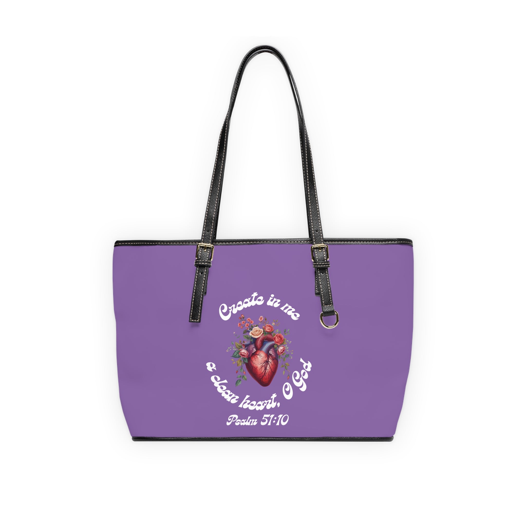 Create In Me A Clean Heart Handbag - PU Leather Shoulder Bag with Psalm 51:10