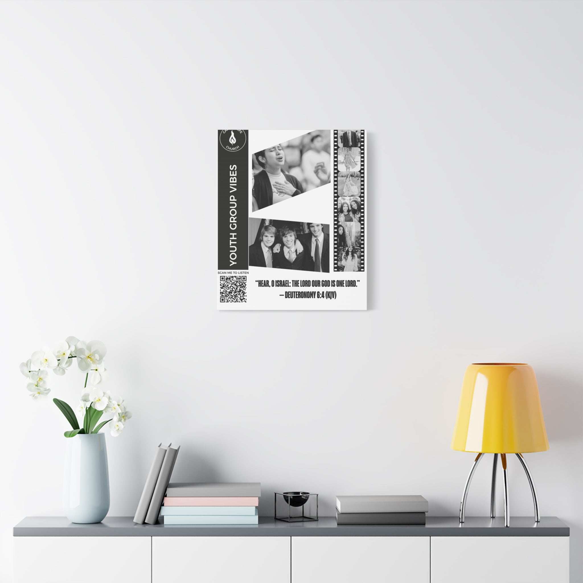 Youth Group Photo Canvas Wall Art w/Personalized Spotify Song Link, Multiple Sizes, Friend Gift, Home Decor, Personalized Art, Modern Wall Decor, Gallery Style Print