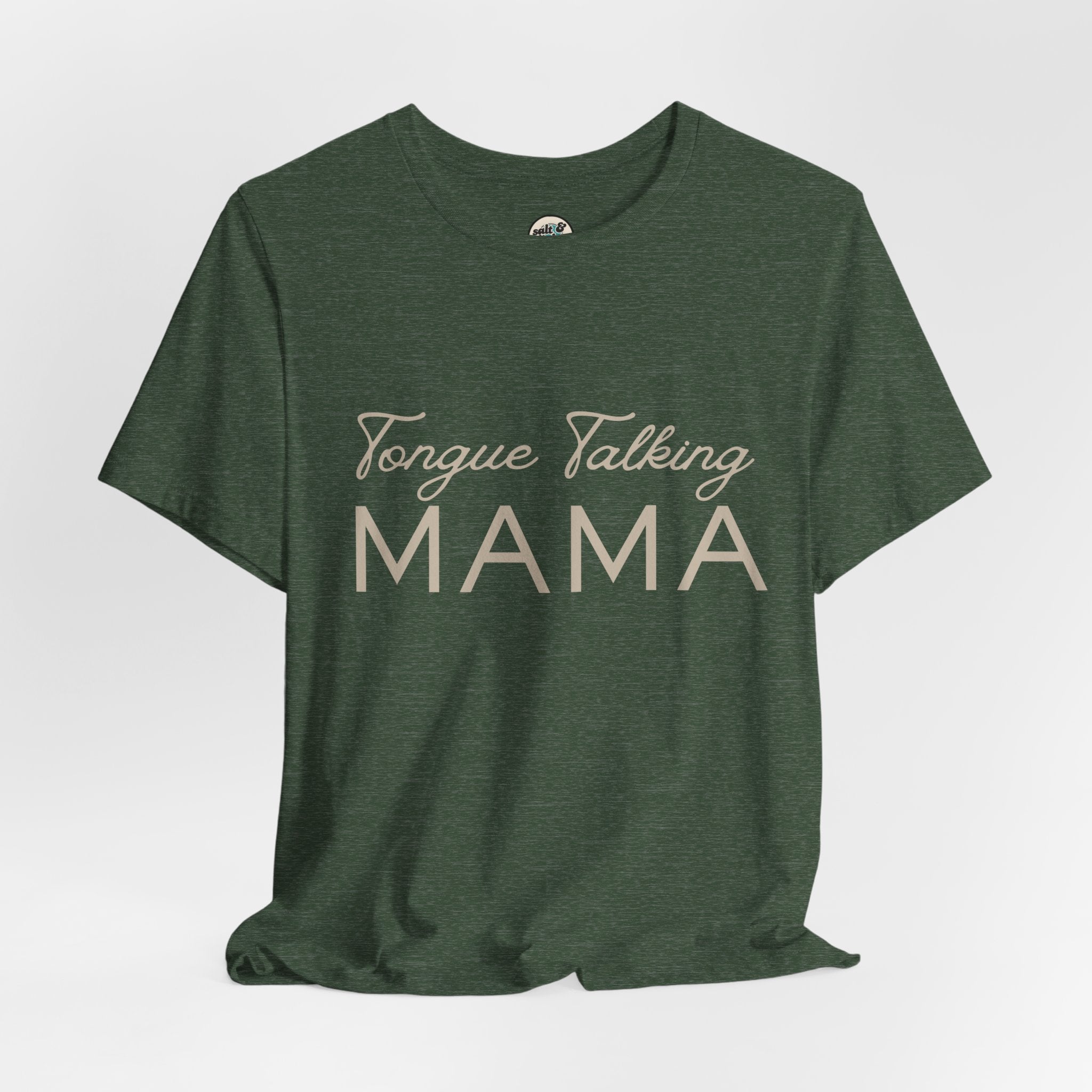 Tongue Talking Mama Tee - Dark Colors, Perfect for Gift, Casual Wear, Christian Clothing, Gifts for Ministry, Christmas Gifts, Birthday Gifts, Gifts for Her, Gifts for Friends