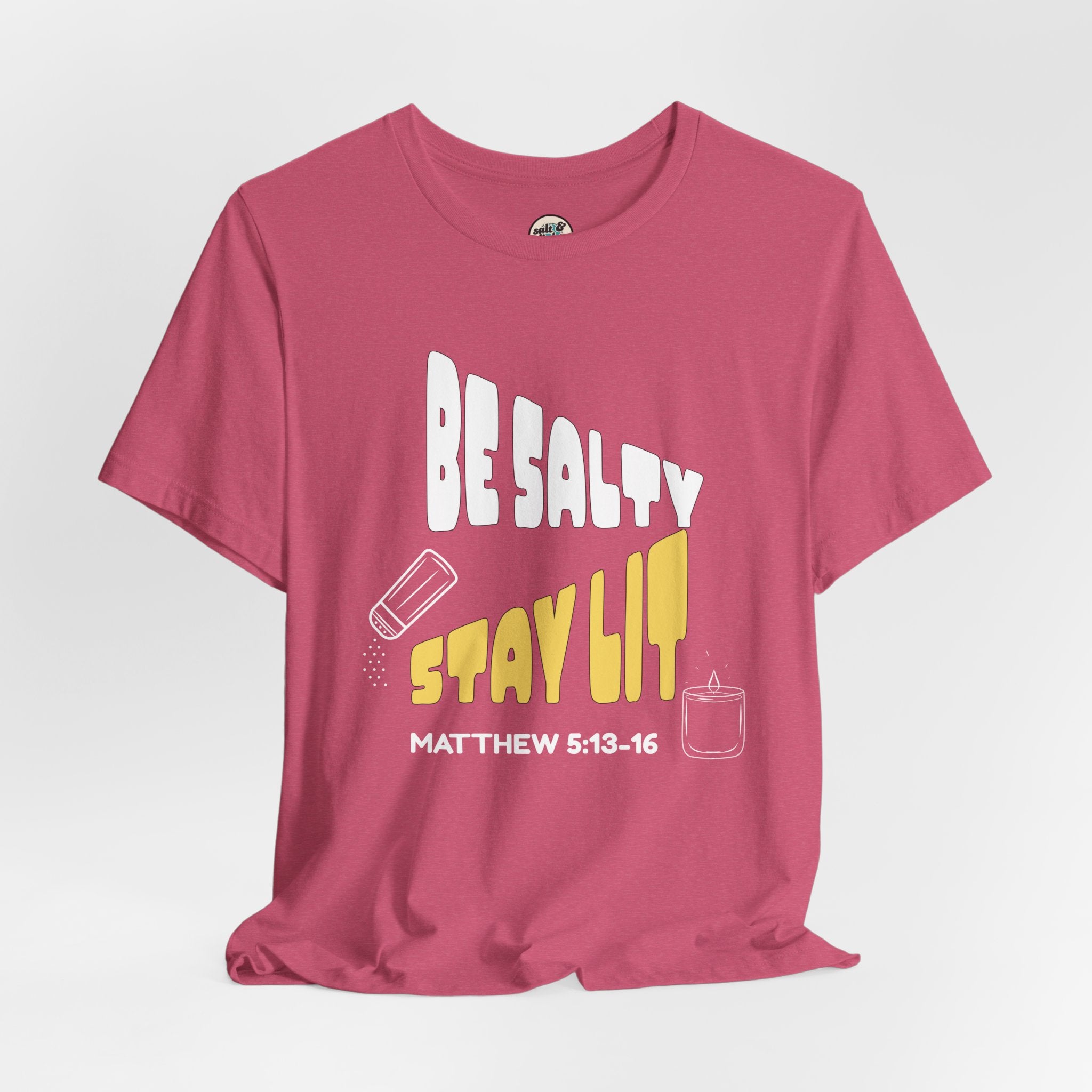 Be Salty Stay Lit Tee, Perfect for Gift, Casual Wear, Christian Clothing, Gifts for Ministry, Christmas Gifts, Birthday Gifts, Gifts for Her, Gifts for Friends