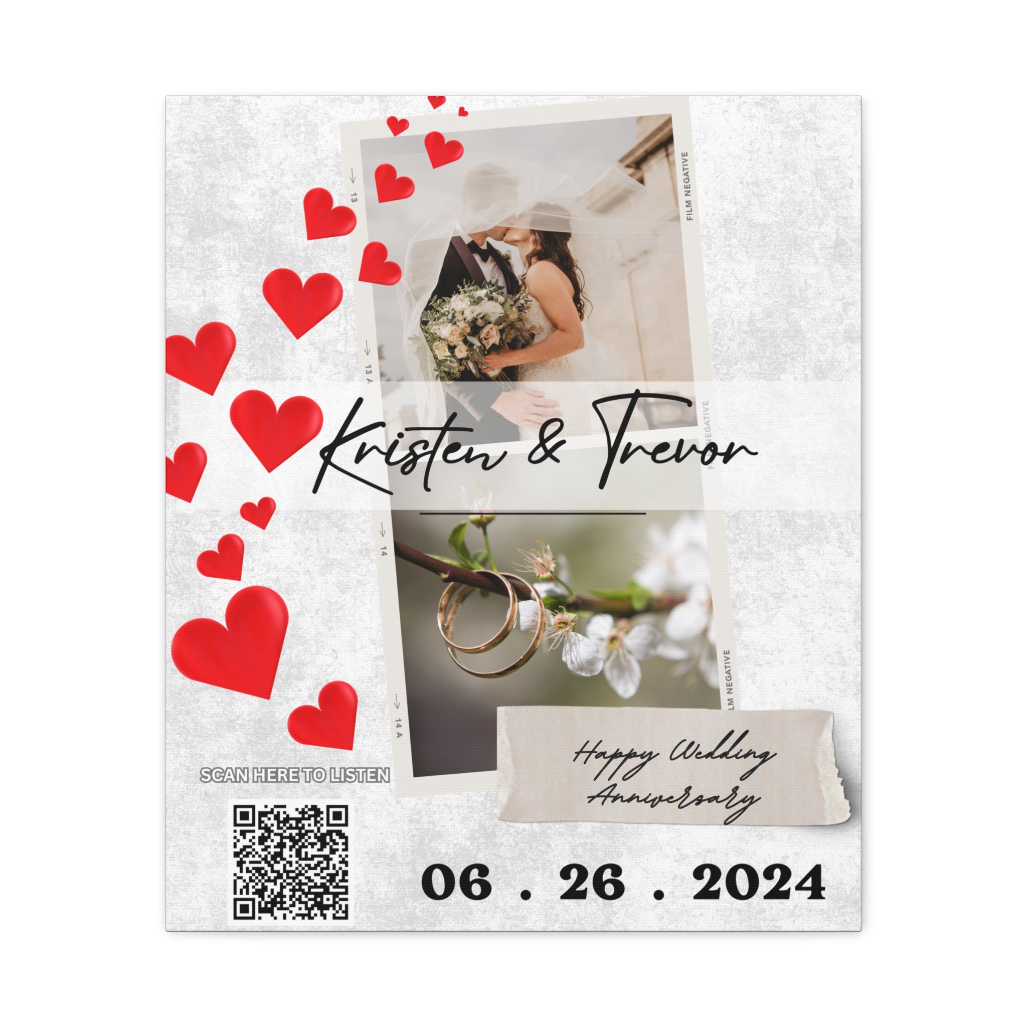 Anniversary Photo Canvas Wall Art w/Personalized Spotify Song Link, Multiple Sizes, Friend Gift, Home Decor, Personalized Art, Modern Wall Decor, Gallery Style Print