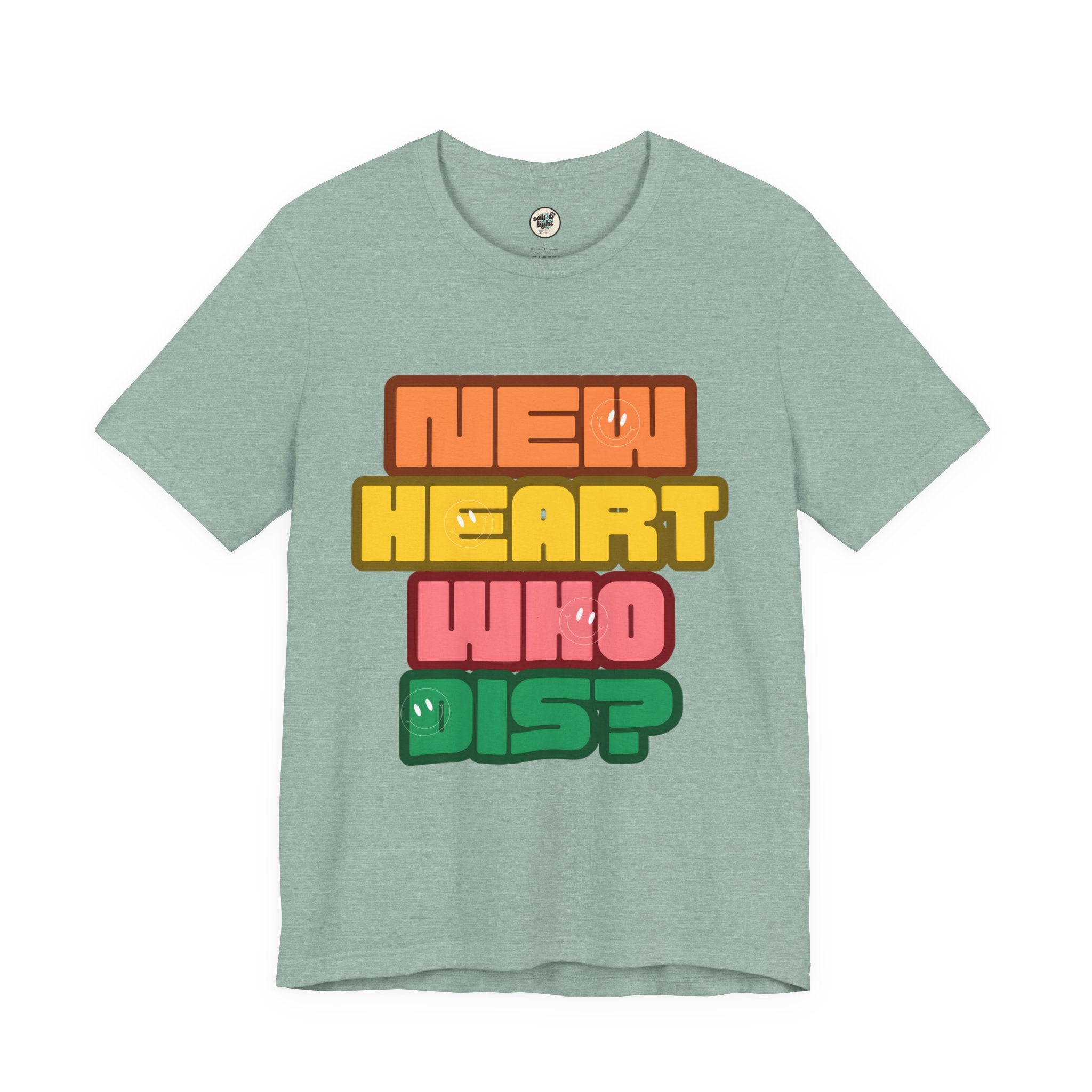 New Heart Tee, Perfect for Gift, Casual Wear, Christian Clothing, Gifts for Ministry, Christmas Gifts, Birthday Gifts, Gifts for Her, Gifts for Friends