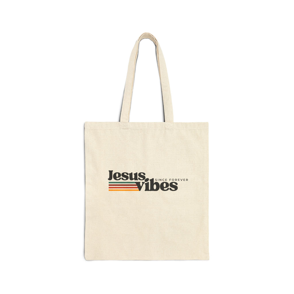Jesus Vibes Cotton Canvas Tote Bag, Eco-Friendly Grocery Bag, Reusable Shopping Tote, Gift for Christians, Bible Study Accessory