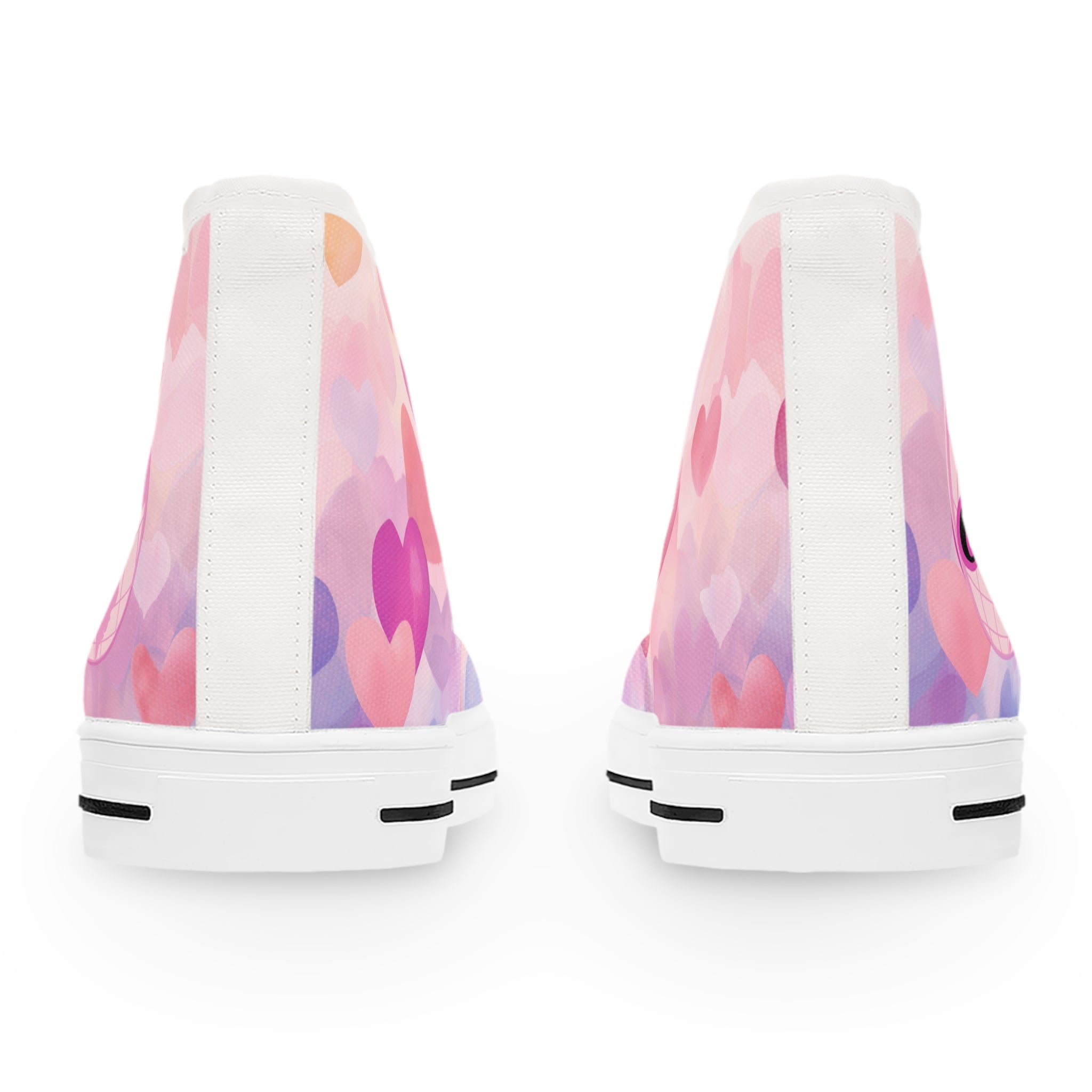 Women's High Top Sneakers — Pink Heart Pattern 'Jesus' Design