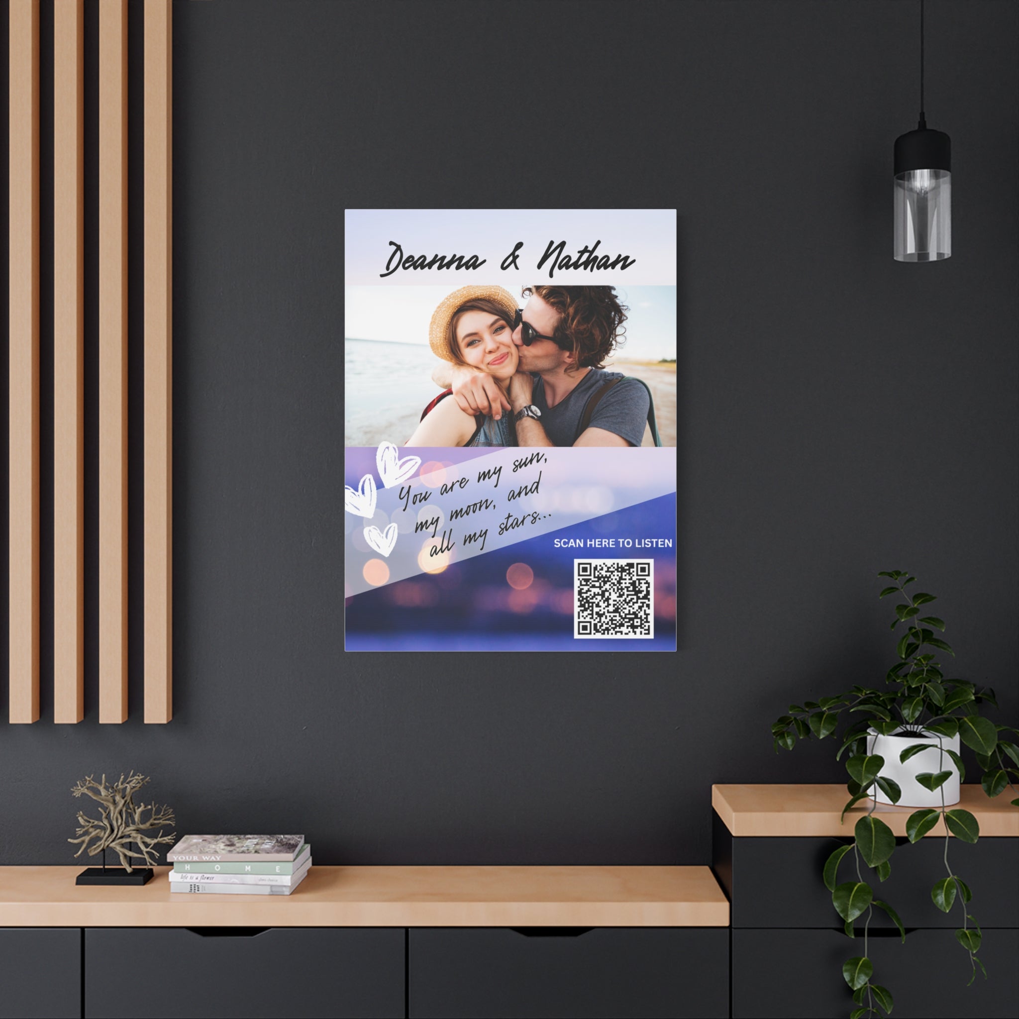 Couples Hearts Photo Canvas Wall Art w/Personalized Spotify Song Link, Multiple Sizes, Friend Gift, Home Decor, Personalized Art, Modern Wall Decor, Gallery Style Print