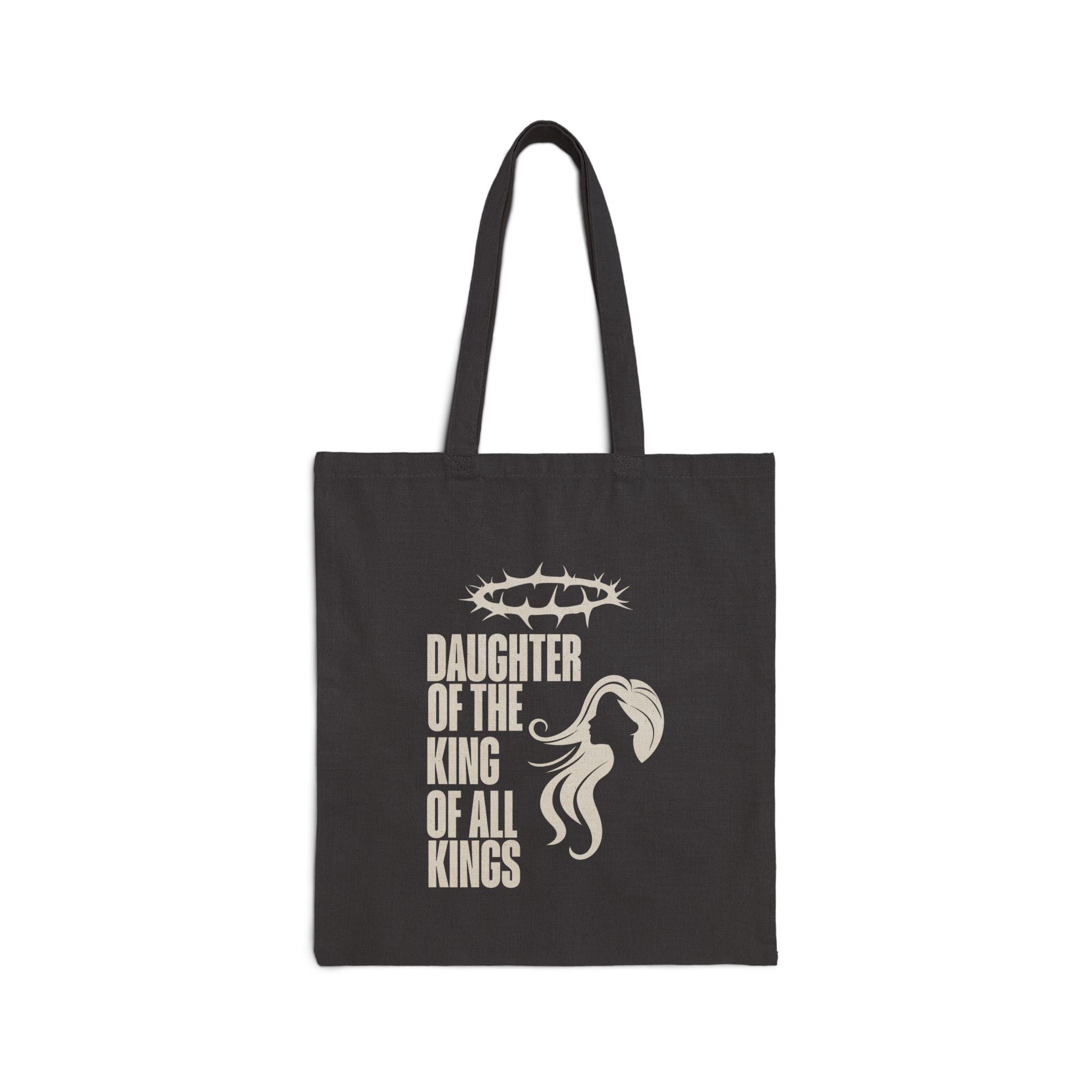 Daughter of the King Cotton Canvas Tote Bag, Eco-Friendly Grocery Bag, Reusable Shopping Tote, Gift for Christians, Bible Study Accessory