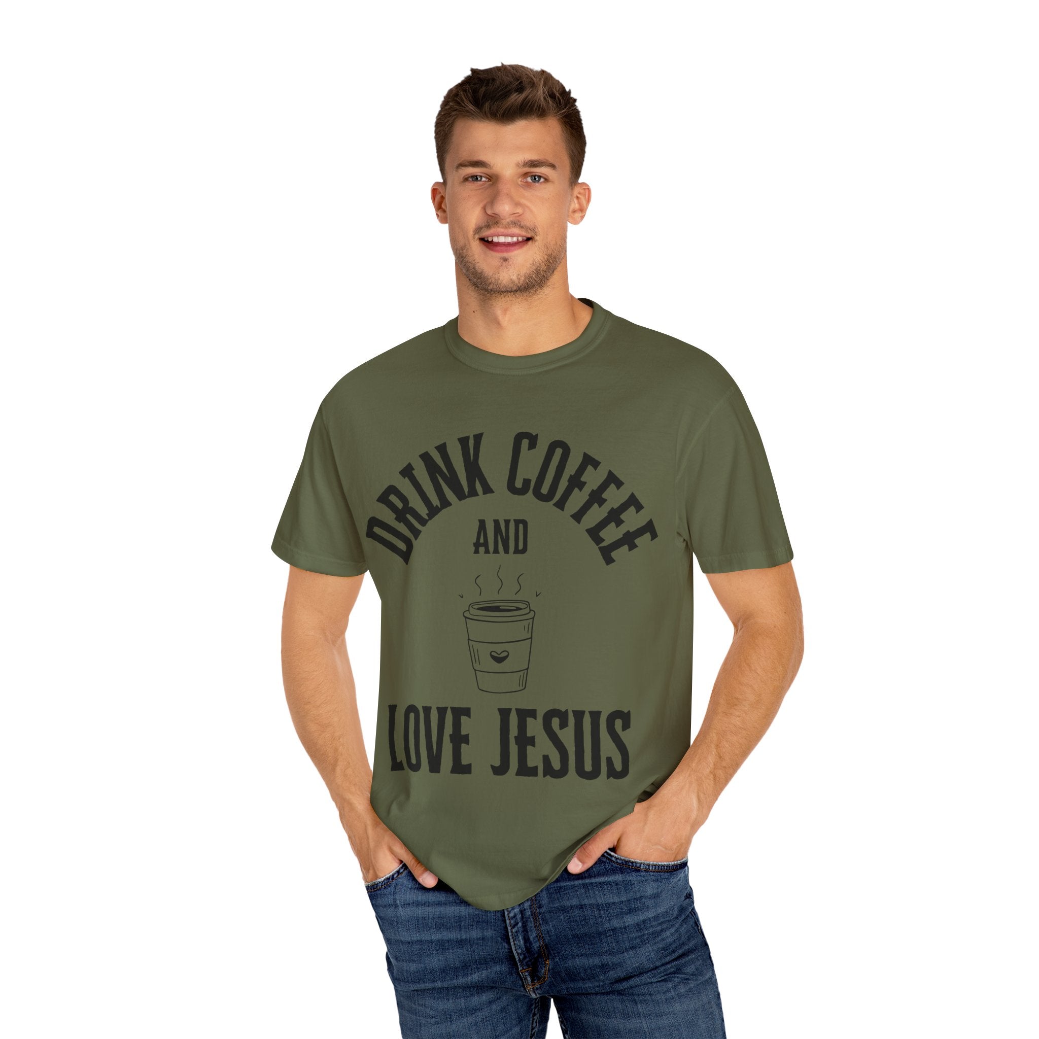 Love Jesus Unisex Garment-Dyed T-shirt, Christian Tshirts, Christian Merchandise, Gifts for Church, Gifts for Christmas, Gifts for Birthdays, Christian Apparel