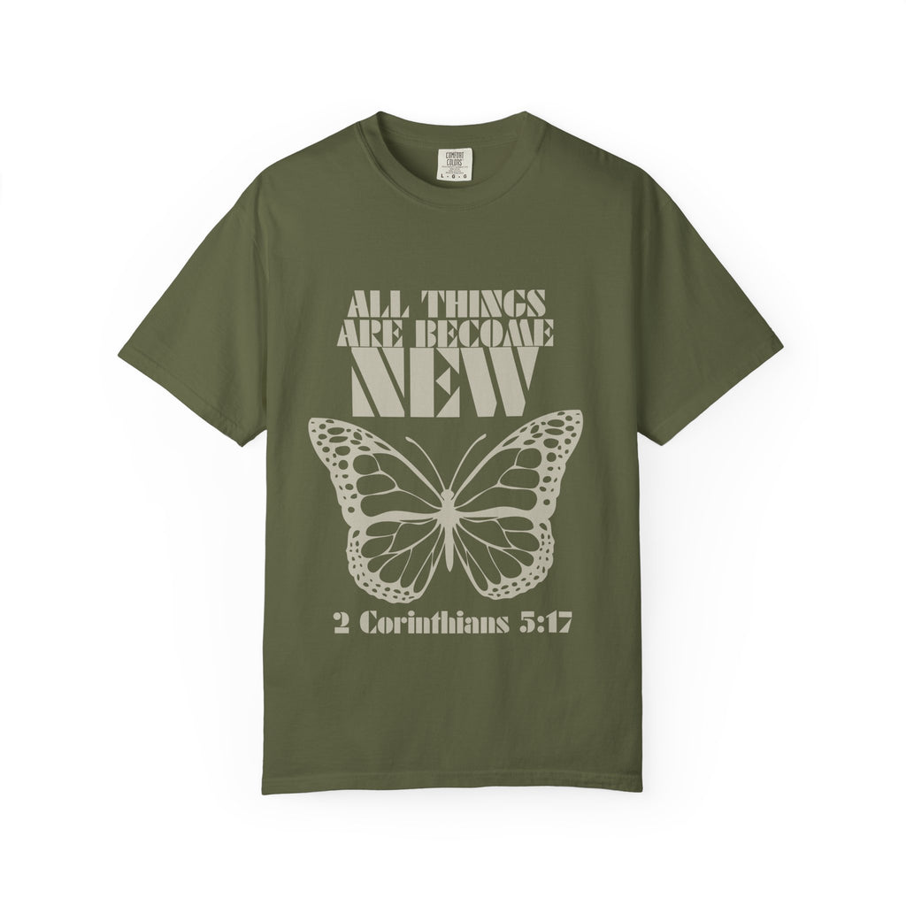 New Things Unisex Garment-Dyed T-shirt, Christian Tshirts, Christian Merchandise, Gifts for Church, Gifts for Christmas, Gifts for Birthdays, Christian Apparel