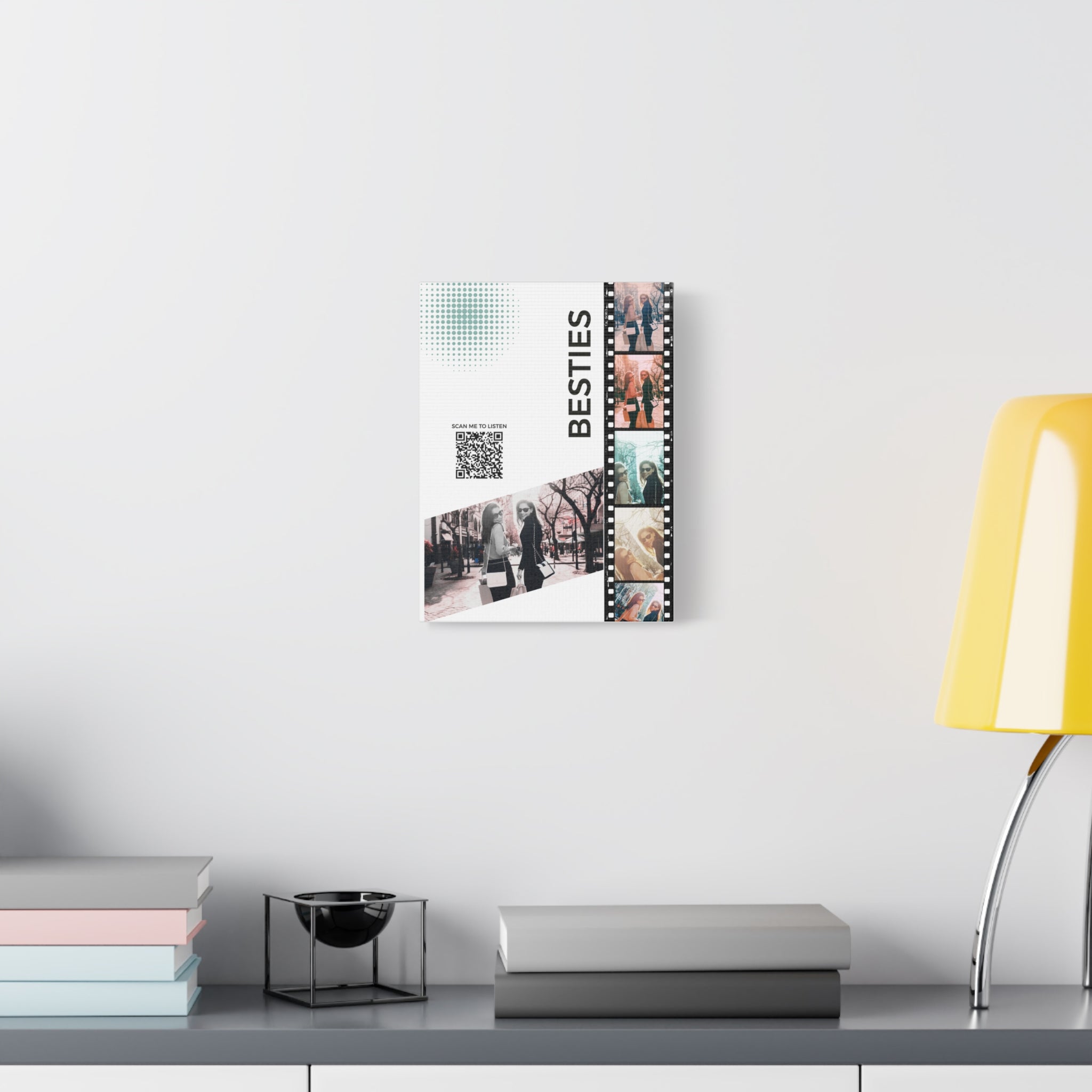 Besties Color Photo Canvas Wall Art w/Personalized Spotify Song Link 20x24, Friend Gift, Home Decor, Personalized Art, Modern Wall Decor, Gallery Style Print