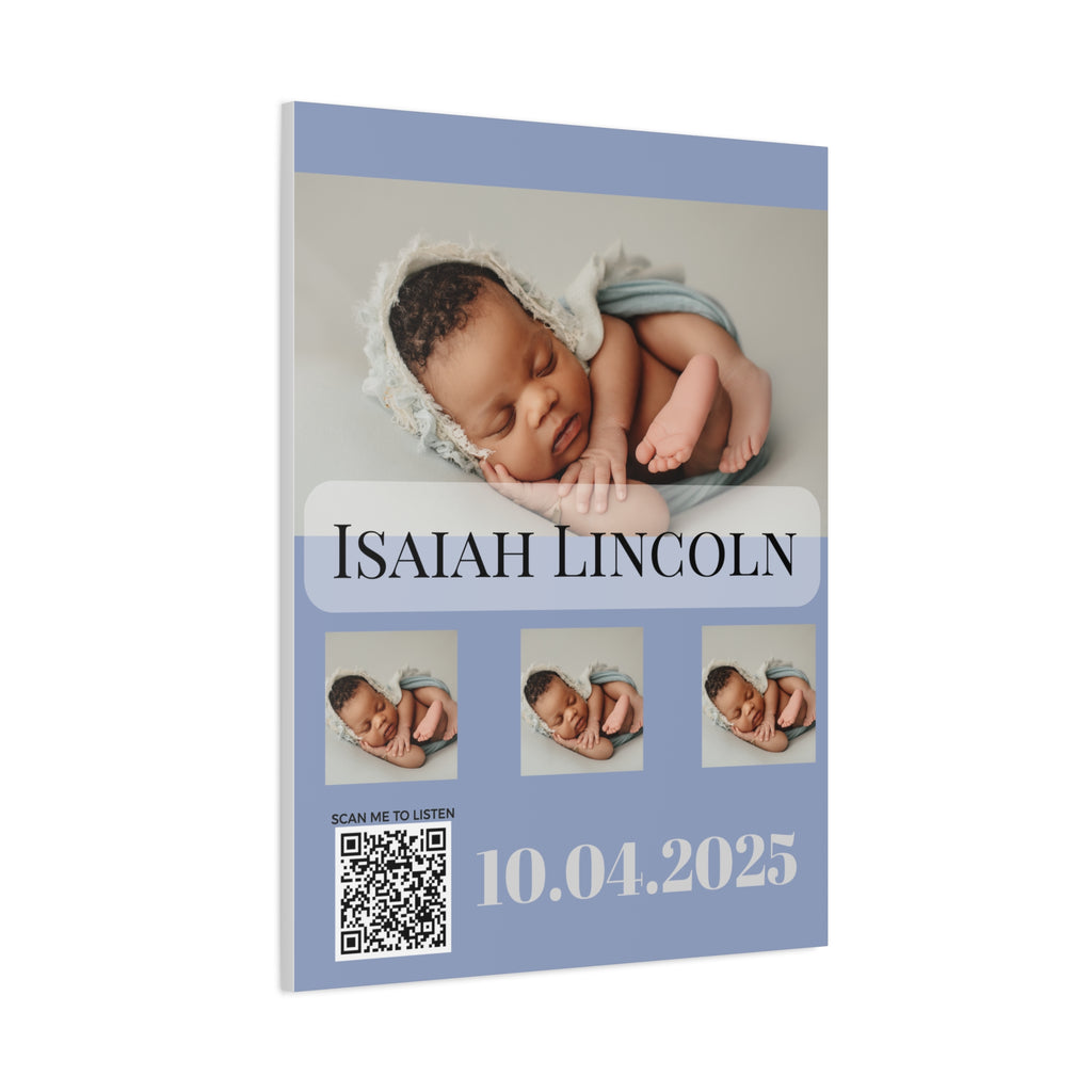 Baby Blue Grey Photo Canvas Wall Art w/Personalized Spotify Song Link, Multiple Sizes, Friend Gift, Home Decor, Personalized Art, Modern Wall Decor, Gallery Style Print