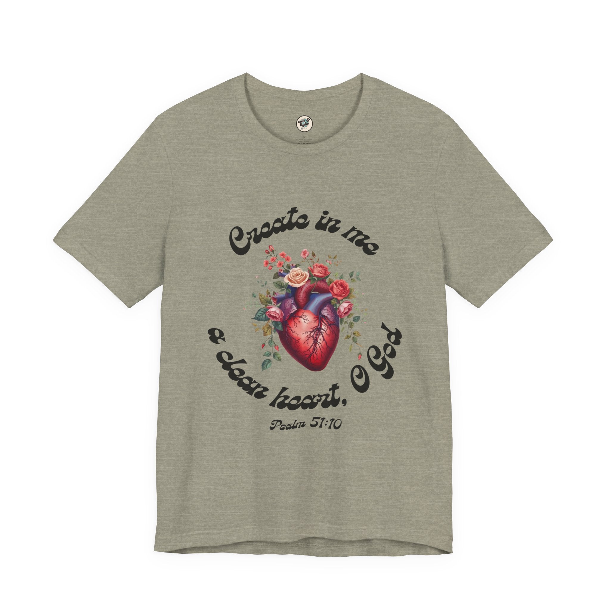 Clean Heart Tee | Perfect for Gift, Casual Wear, Christian Clothing, Gifts for Ministry, Christmas Gifts, Birthday Gifts, Gifts for Her, Gifts for Friends