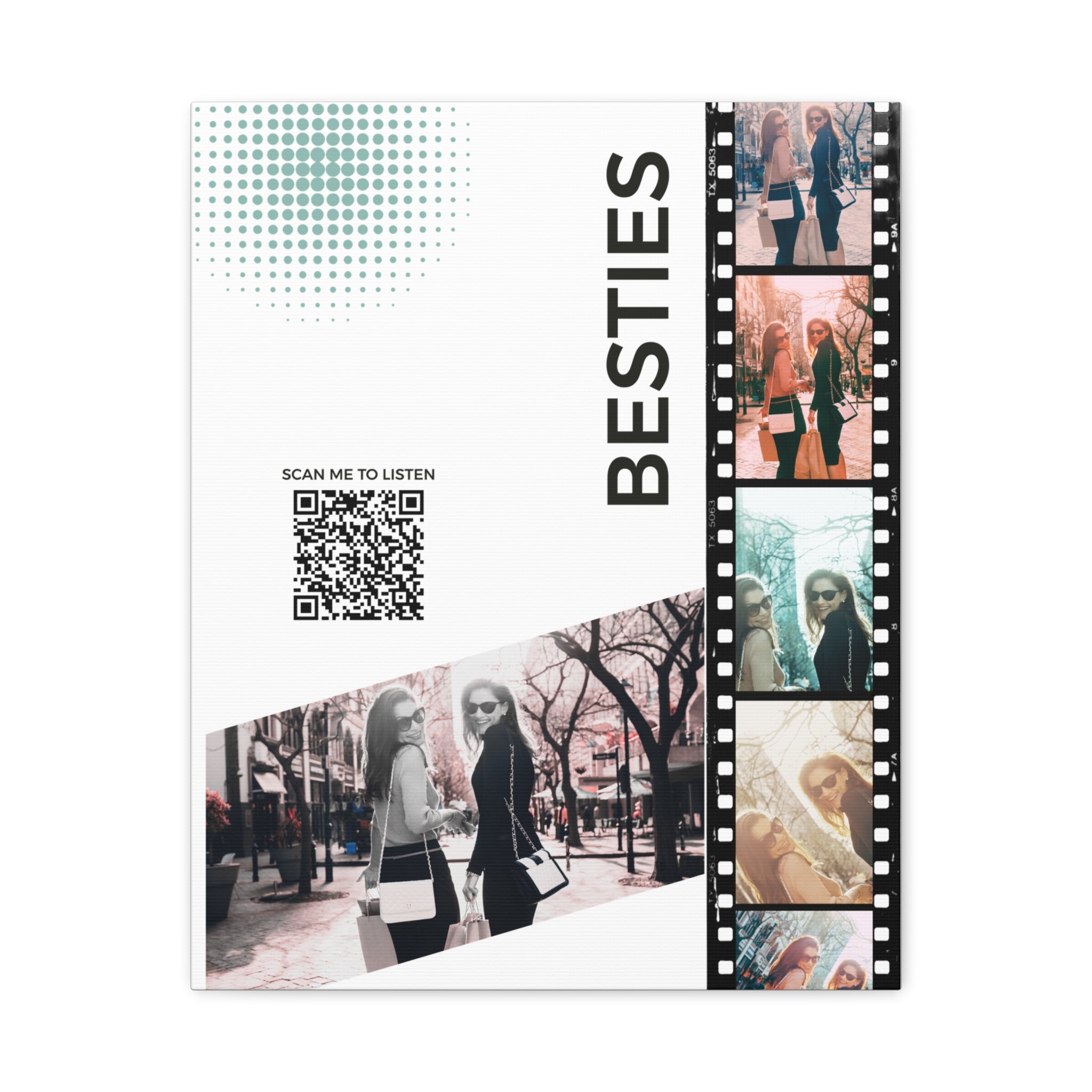 Besties Color Photo Canvas Wall Art w/Personalized Spotify Song Link 20x24, Friend Gift, Home Decor, Personalized Art, Modern Wall Decor, Gallery Style Print