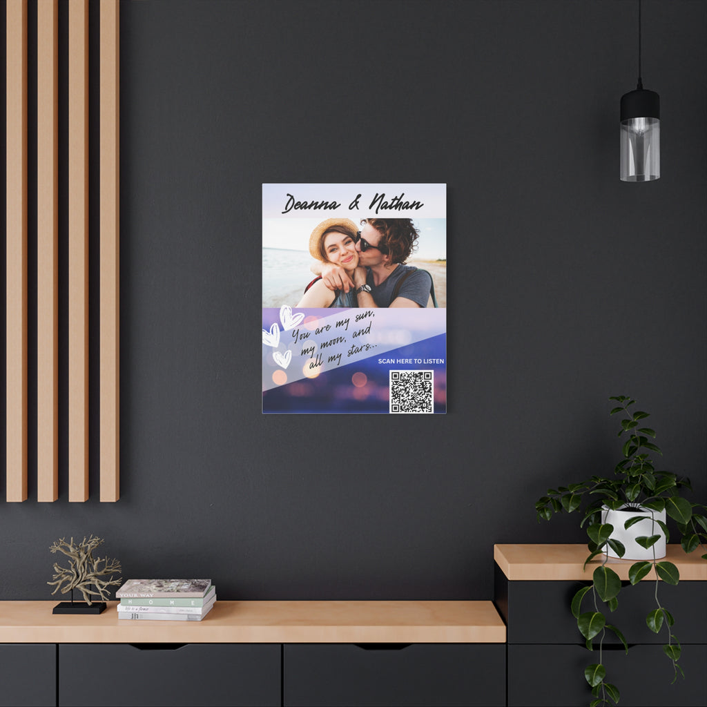 Couples Hearts Photo Canvas Wall Art w/Personalized Spotify Song Link, Multiple Sizes, Friend Gift, Home Decor, Personalized Art, Modern Wall Decor, Gallery Style Print