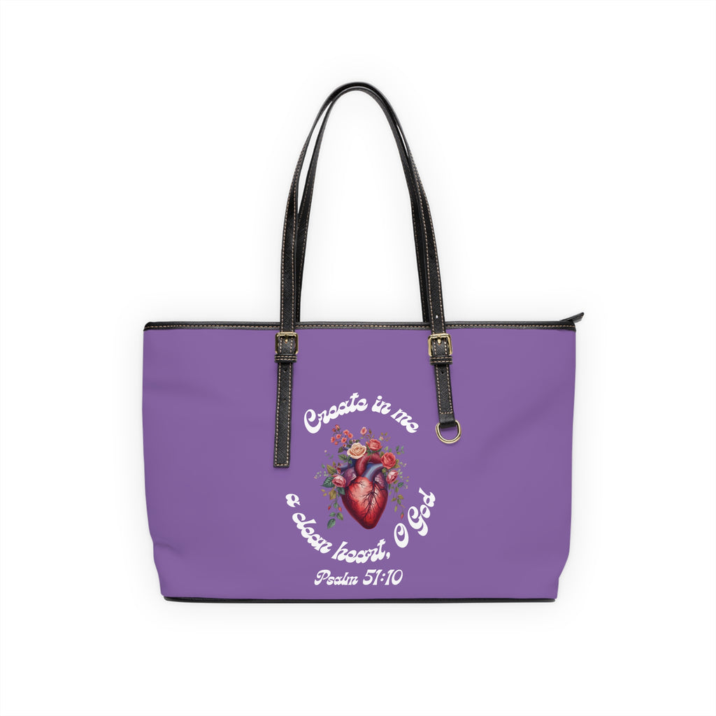 Create In Me A Clean Heart Handbag - PU Leather Shoulder Bag with Psalm 51:10