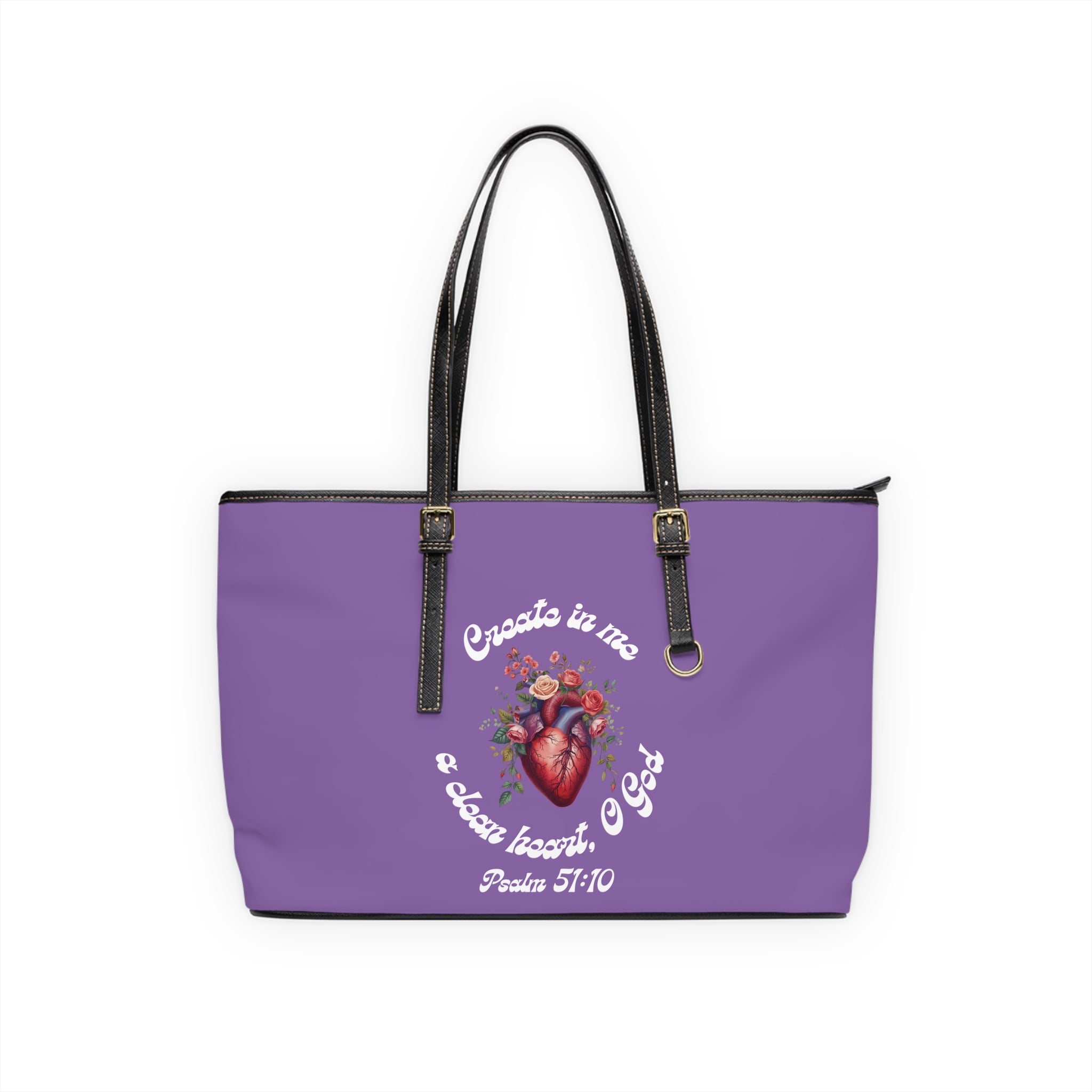 Create In Me A Clean Heart Handbag - PU Leather Shoulder Bag with Psalm 51:10