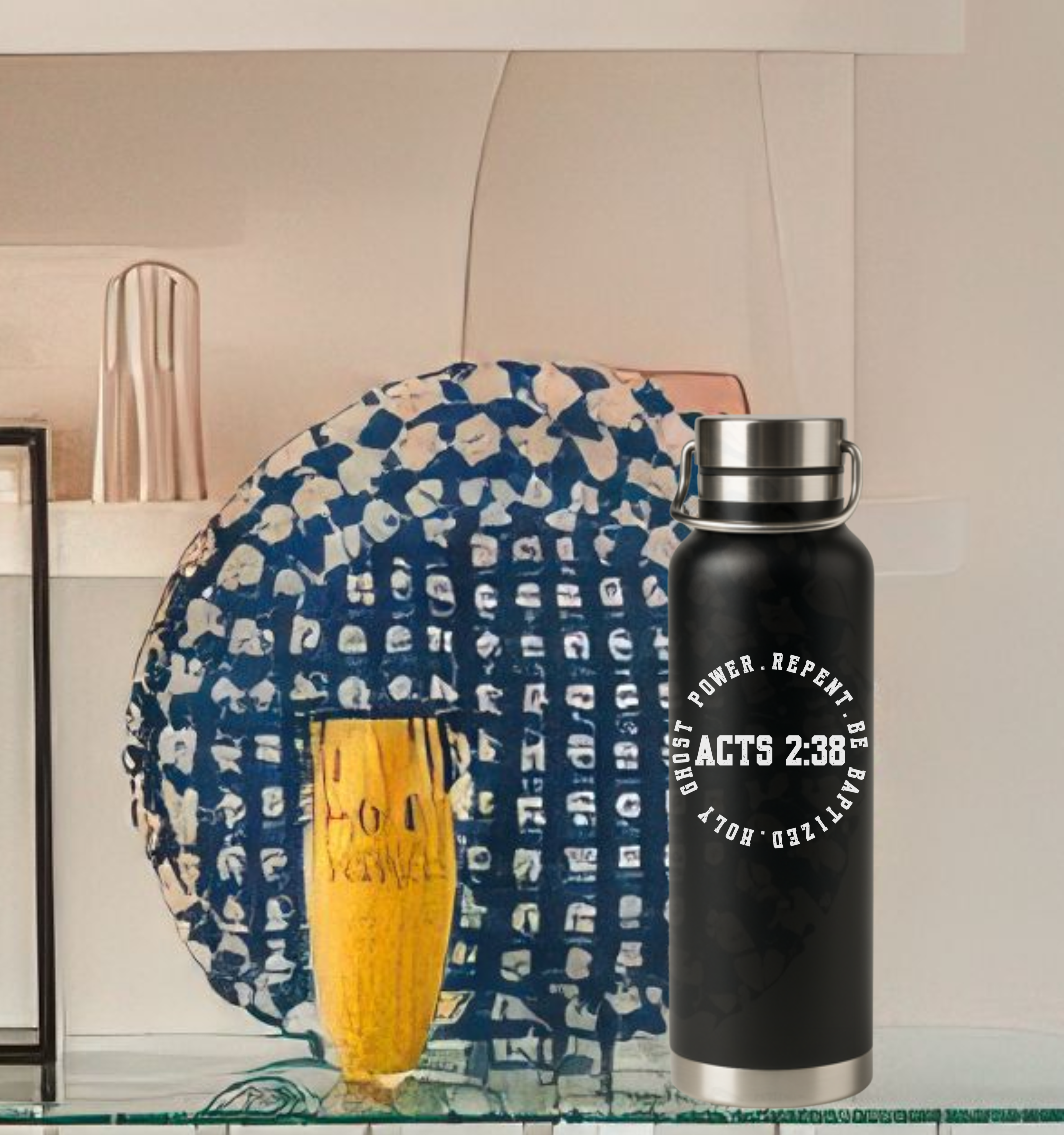 Engraved Ares Water Bottle | Acts 2:38 Design | Eco-Friendly Gift, Personalized Sports Bottle, Christian Faith Merchandise