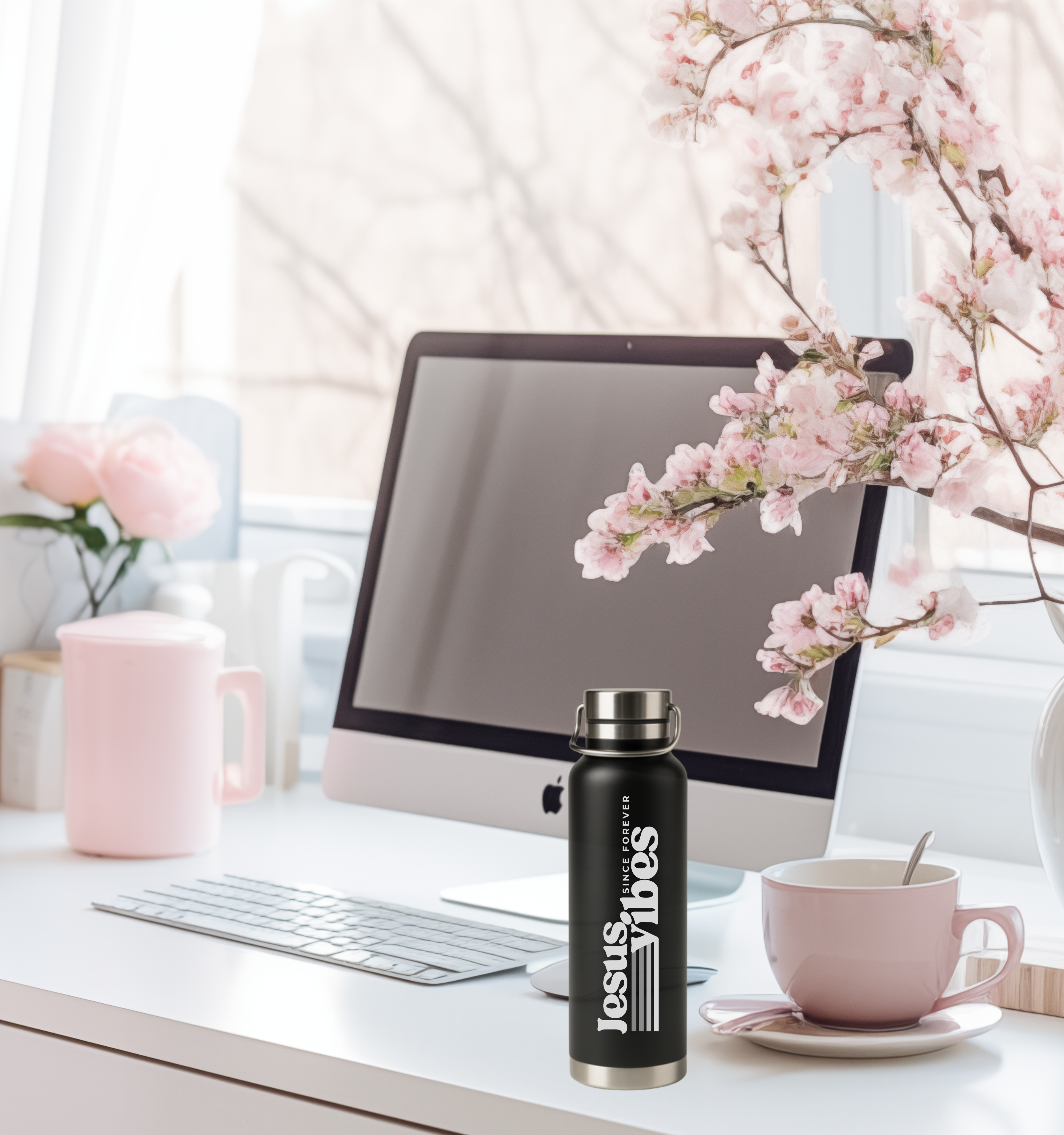 Engraved Ares Water Bottle | Jesus Vibes Design | Eco-Friendly Gift, Personalized Sports Bottle, Christian Faith Merchandise