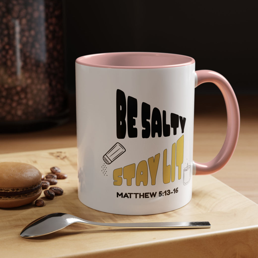 🔥 Be Salty Stay Lit Mug – Matthew 5:13–16 Edition – Retro Faith Edition, (11oz, 15oz) Christian Gifts, Christmas Gifts, Birthday Gifts, Gifts for Her, Gifts for Him, Gifts for Ministry, Retro Coffee Mugs