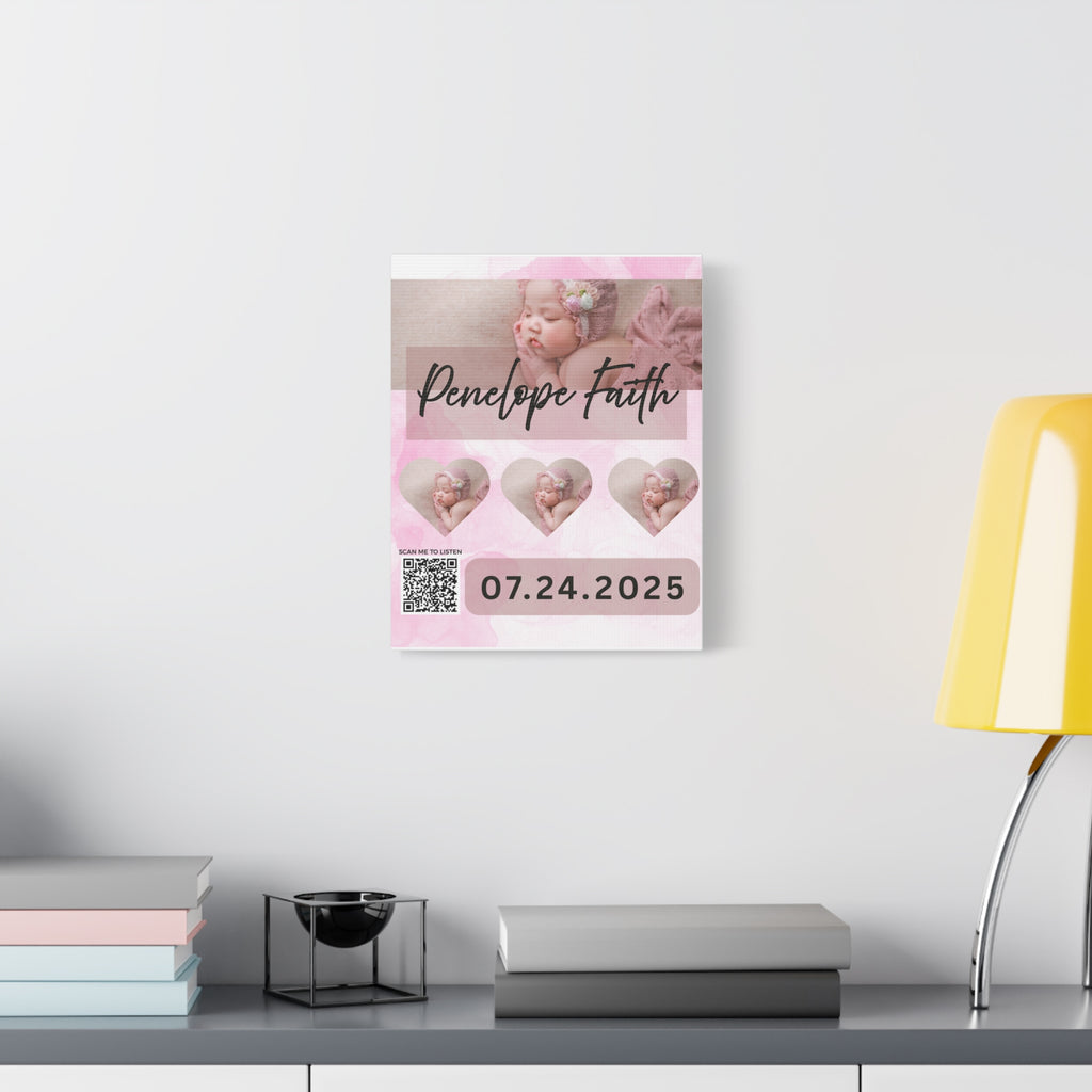 Baby Pink Photo Canvas Wall Art w/Personalized Spotify Song Link