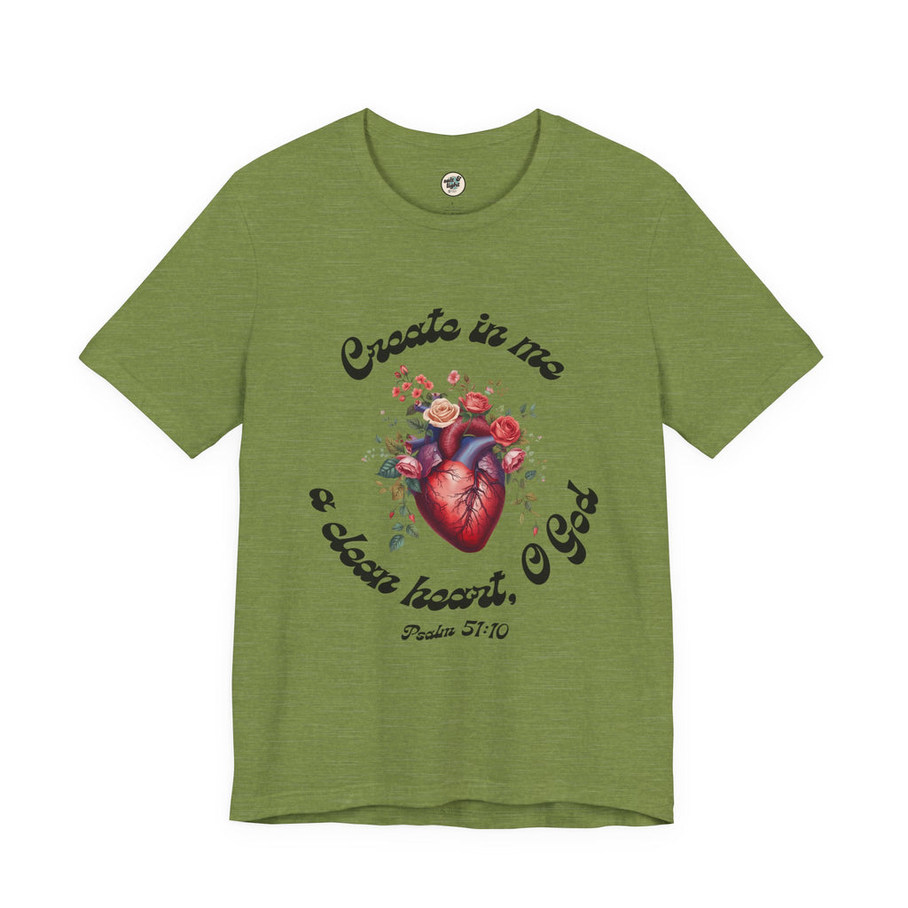 Clean Heart Tee | Perfect for Gift, Casual Wear, Christian Clothing, Gifts for Ministry, Christmas Gifts, Birthday Gifts, Gifts for Her, Gifts for Friends