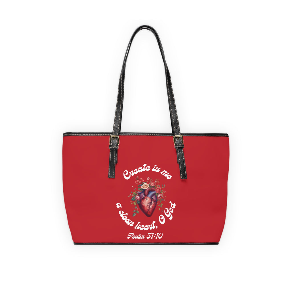 Create In Me A Clean Heart Handbag -  PU Leather Shoulder Bag with Psalm 51:10