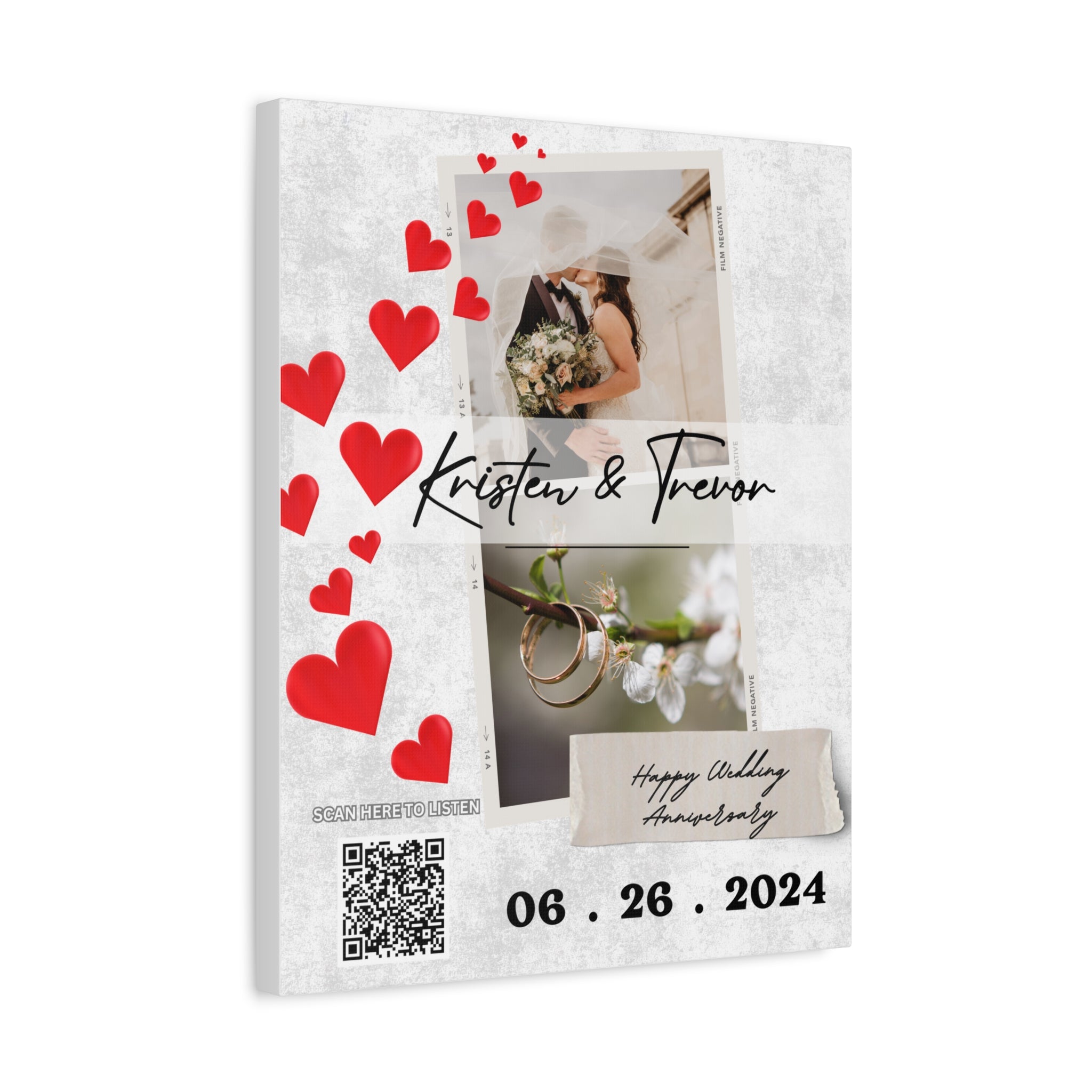 Anniversary Photo Canvas Wall Art w/Personalized Spotify Song Link, Multiple Sizes, Friend Gift, Home Decor, Personalized Art, Modern Wall Decor, Gallery Style Print