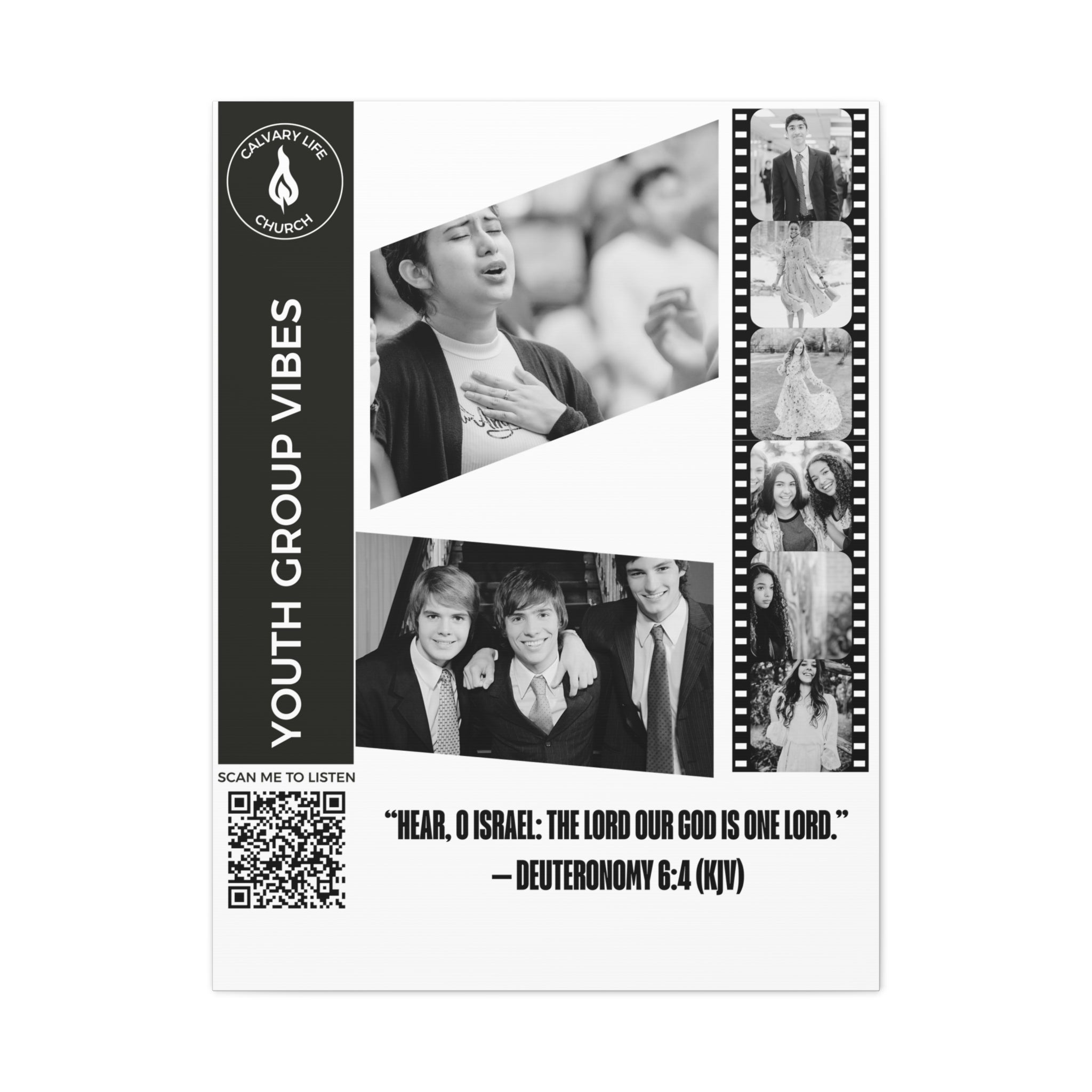 Youth Group Photo Canvas Wall Art w/Personalized Spotify Song Link, Multiple Sizes, Friend Gift, Home Decor, Personalized Art, Modern Wall Decor, Gallery Style Print