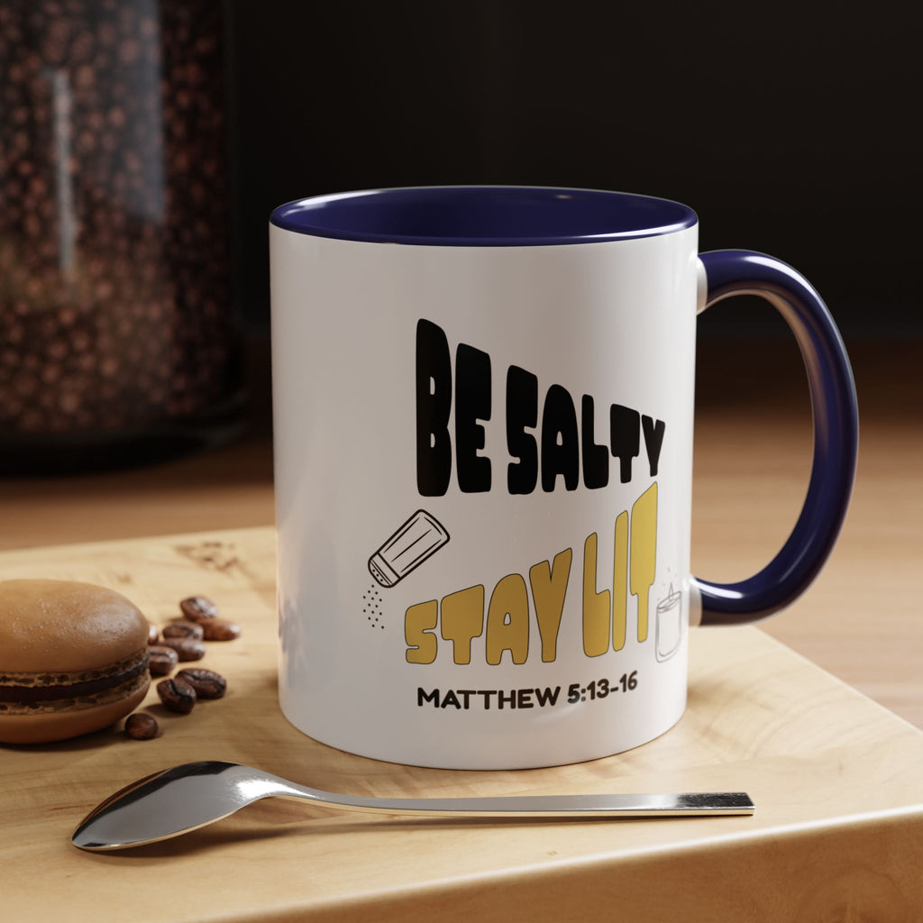 🔥 Be Salty Stay Lit Mug – Matthew 5:13–16 Edition – Retro Faith Edition, (11oz, 15oz) Christian Gifts, Christmas Gifts, Birthday Gifts, Gifts for Her, Gifts for Him, Gifts for Ministry, Retro Coffee Mugs