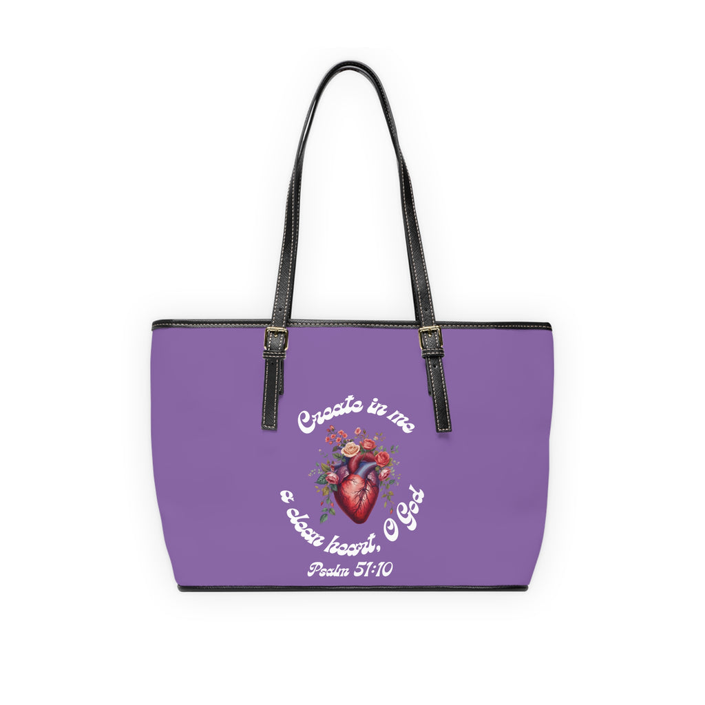 Create In Me A Clean Heart Handbag - PU Leather Shoulder Bag with Psalm 51:10