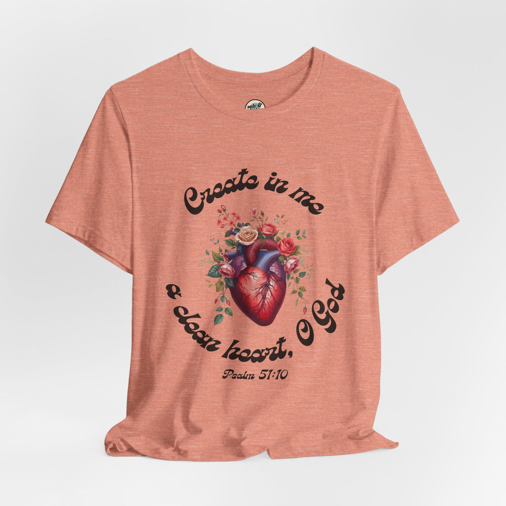 Clean Heart Tee | Perfect for Gift, Casual Wear, Christian Clothing, Gifts for Ministry, Christmas Gifts, Birthday Gifts, Gifts for Her, Gifts for Friends