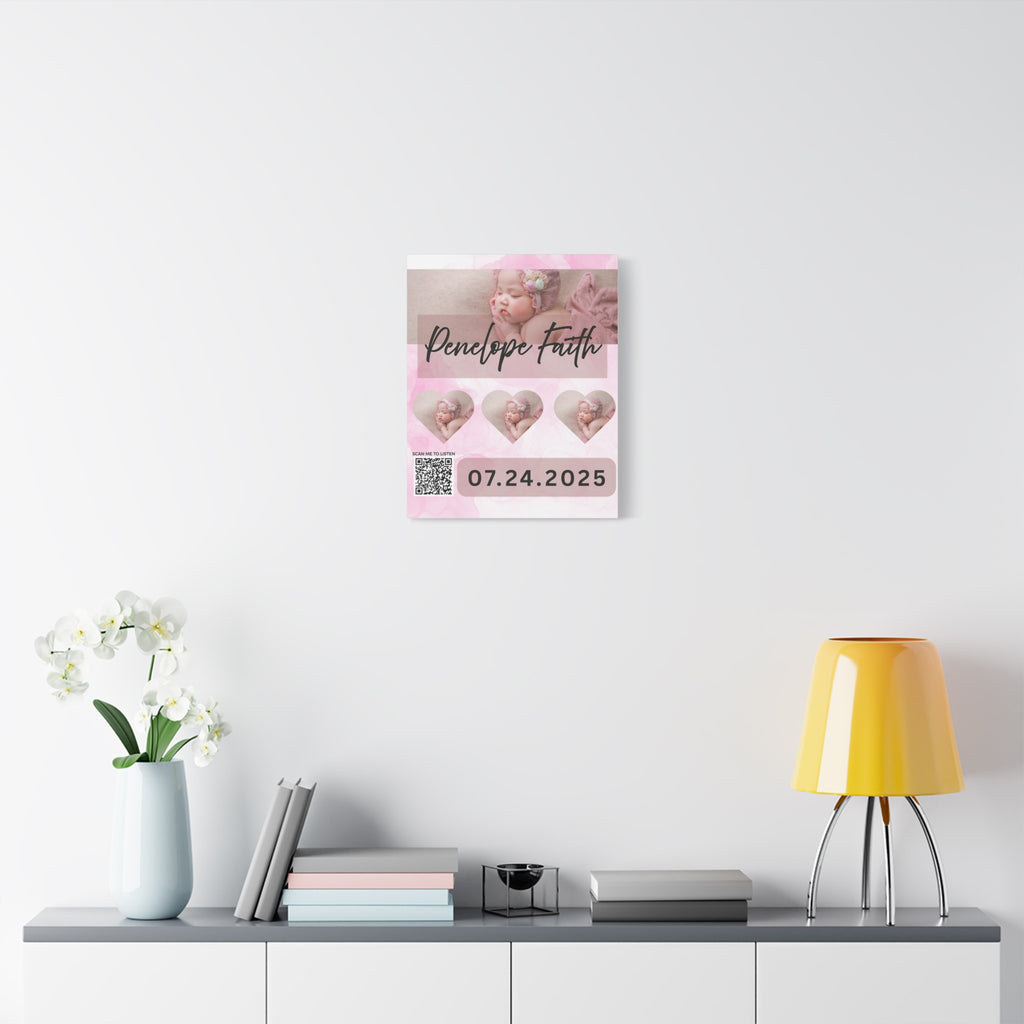 Baby Pink Photo Canvas Wall Art w/Personalized Spotify Song Link