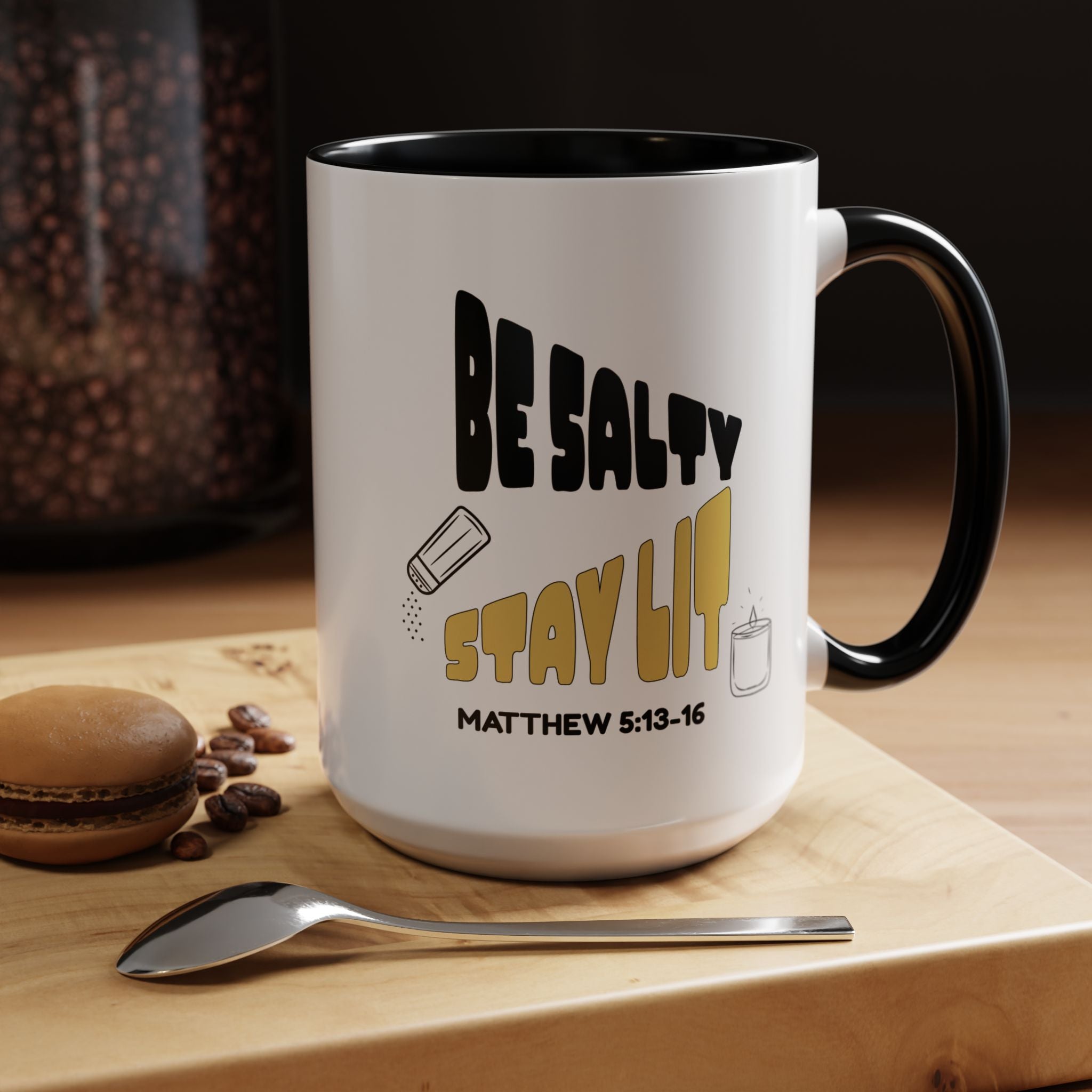 🔥 Be Salty Stay Lit Mug – Matthew 5:13–16 Edition – Retro Faith Edition, (11oz, 15oz) Christian Gifts, Christmas Gifts, Birthday Gifts, Gifts for Her, Gifts for Him, Gifts for Ministry, Retro Coffee Mugs