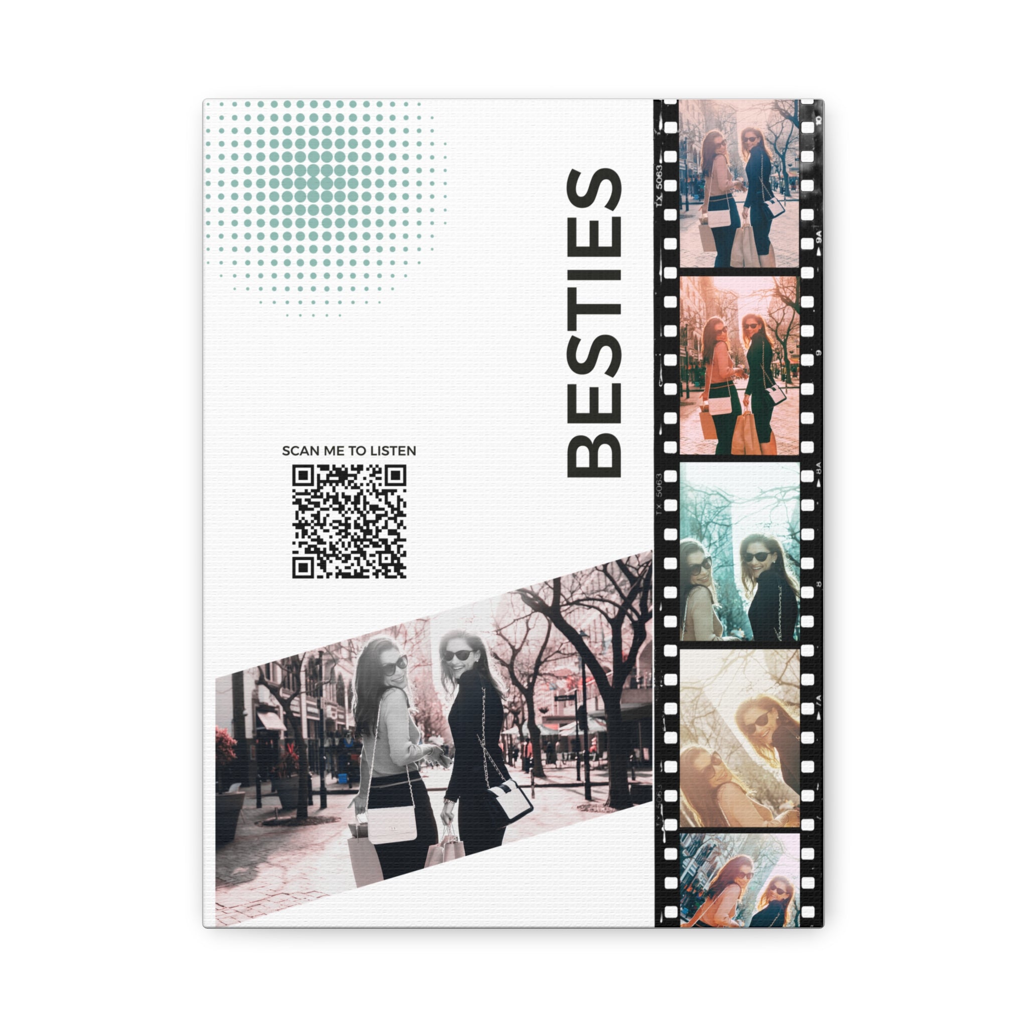 Besties Color Photo Canvas Wall Art w/Personalized Spotify Song Link 20x24, Friend Gift, Home Decor, Personalized Art, Modern Wall Decor, Gallery Style Print