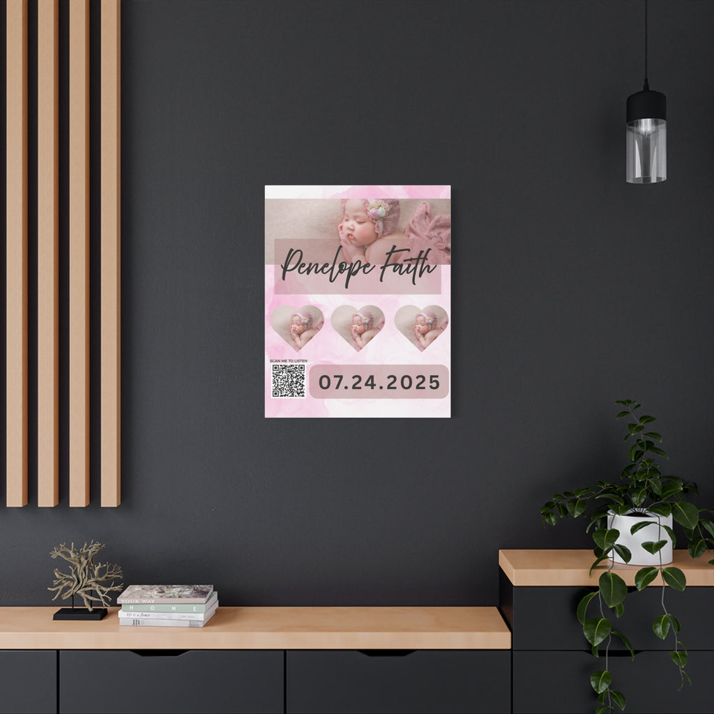 Baby Pink Photo Canvas Wall Art w/Personalized Spotify Song Link