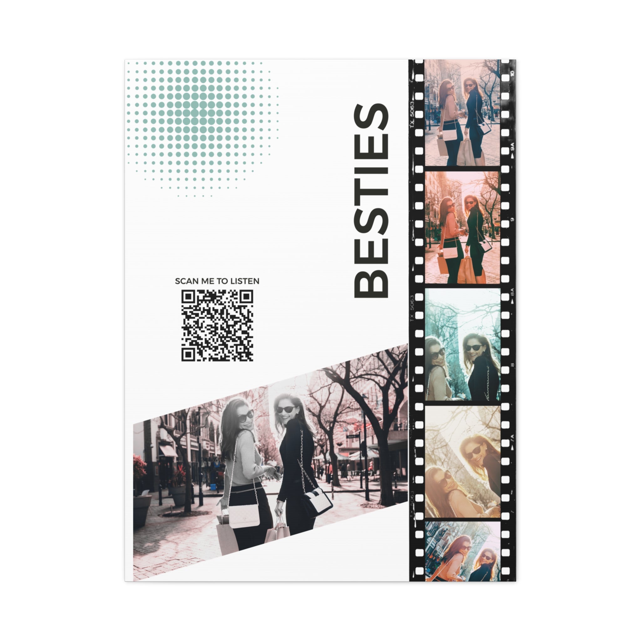 Besties Color Photo Canvas Wall Art w/Personalized Spotify Song Link 20x24, Friend Gift, Home Decor, Personalized Art, Modern Wall Decor, Gallery Style Print