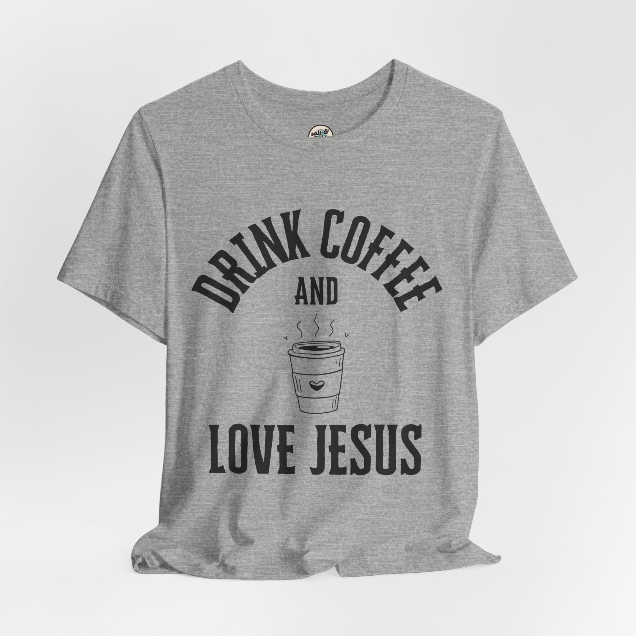 Drink Coffee Love Jesus Tee, Perfect for Gift, Casual Wear, Christian Clothing, Gifts for Ministry, Christmas Gifts, Birthday Gifts, Gifts for Her, Gifts for Friends