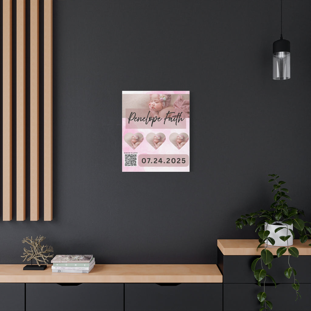 Baby Pink Photo Canvas Wall Art w/Personalized Spotify Song Link