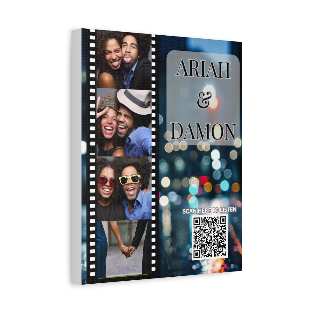 Couples City View Photo Canvas Wall Art w/Personalized Spotify Song Link, Multiple Sizes, Friend Gift, Home Decor, Personalized Art, Modern Wall Decor, Gallery Style Print