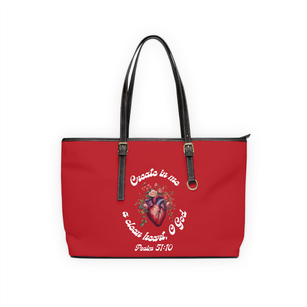 Create In Me A Clean Heart Handbag -  PU Leather Shoulder Bag with Psalm 51:10