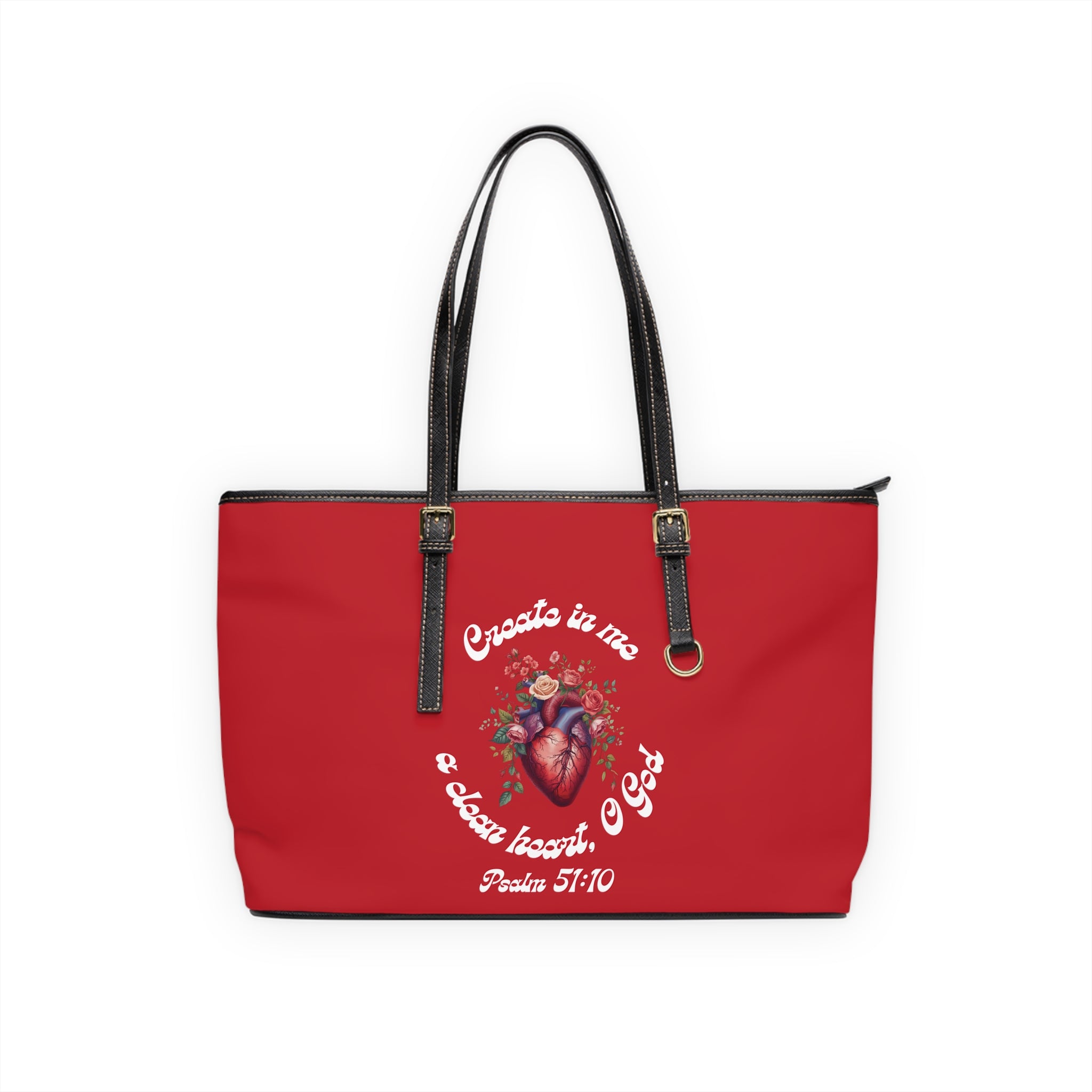 Create In Me A Clean Heart Handbag -  PU Leather Shoulder Bag with Psalm 51:10