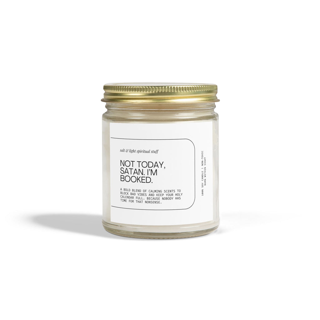 🕯️ Not Today, Satan Candle, Scented Candles, Coconut Apricot Wax (4 oz, 9 oz), Christian Gifts, Gifts for Her, Friend Gifts, Christmas Gifts, Funny Candles