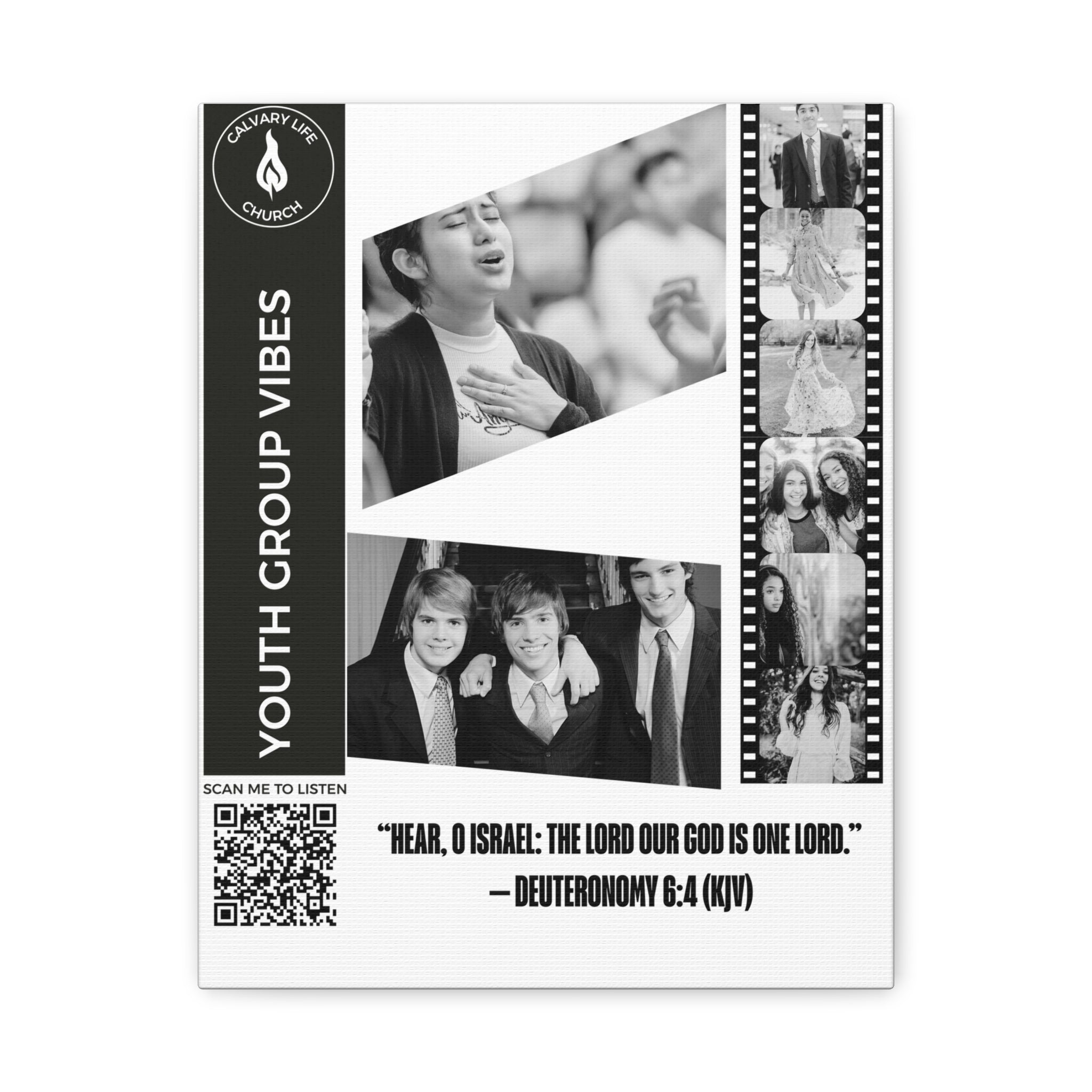 Youth Group Photo Canvas Wall Art w/Personalized Spotify Song Link, Multiple Sizes, Friend Gift, Home Decor, Personalized Art, Modern Wall Decor, Gallery Style Print