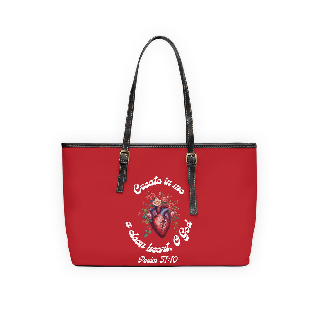 Create In Me A Clean Heart Handbag -  PU Leather Shoulder Bag with Psalm 51:10