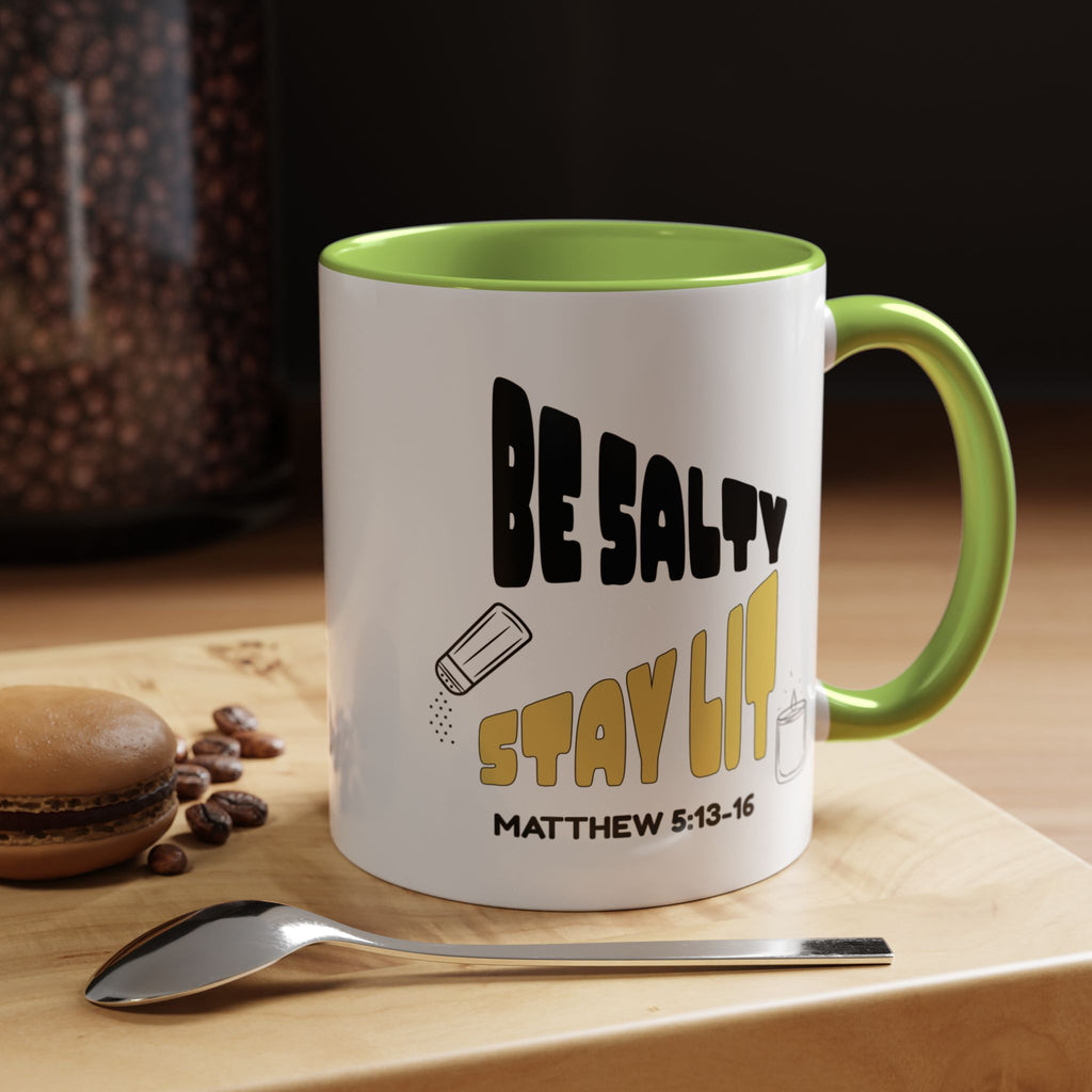 🔥 Be Salty Stay Lit Mug – Matthew 5:13–16 Edition – Retro Faith Edition, (11oz, 15oz) Christian Gifts, Christmas Gifts, Birthday Gifts, Gifts for Her, Gifts for Him, Gifts for Ministry, Retro Coffee Mugs