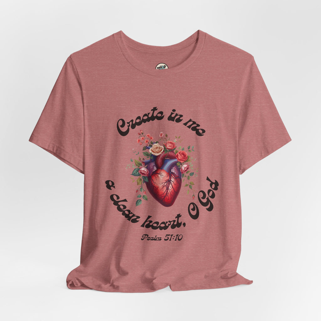 Clean Heart Tee | Perfect for Gift, Casual Wear, Christian Clothing, Gifts for Ministry, Christmas Gifts, Birthday Gifts, Gifts for Her, Gifts for Friends