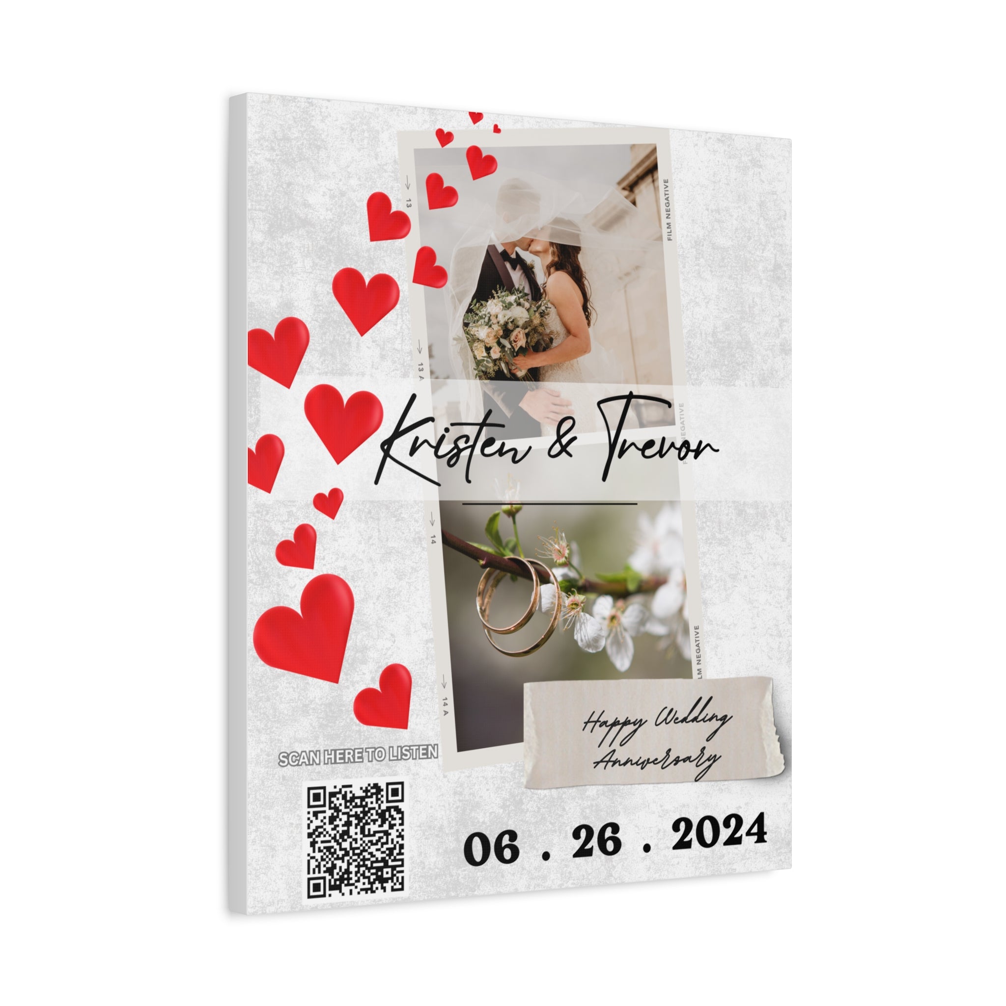 Anniversary Photo Canvas Wall Art w/Personalized Spotify Song Link, Multiple Sizes, Friend Gift, Home Decor, Personalized Art, Modern Wall Decor, Gallery Style Print