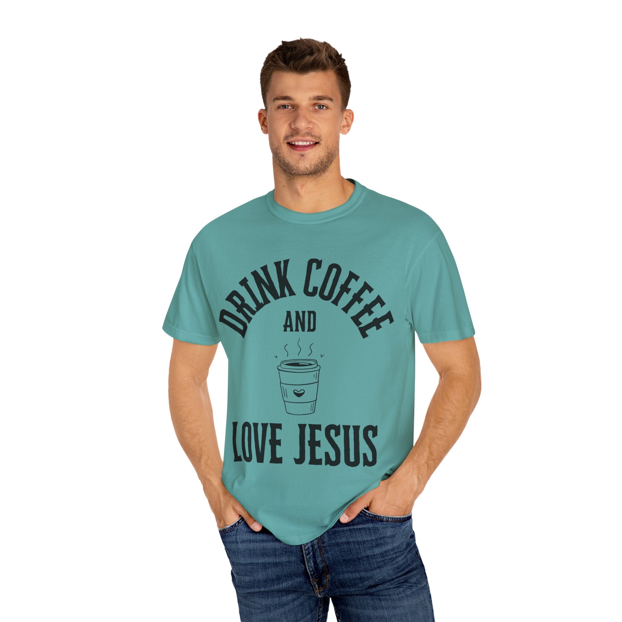 Love Jesus Unisex Garment-Dyed T-shirt, Christian Tshirts, Christian Merchandise, Gifts for Church, Gifts for Christmas, Gifts for Birthdays, Christian Apparel