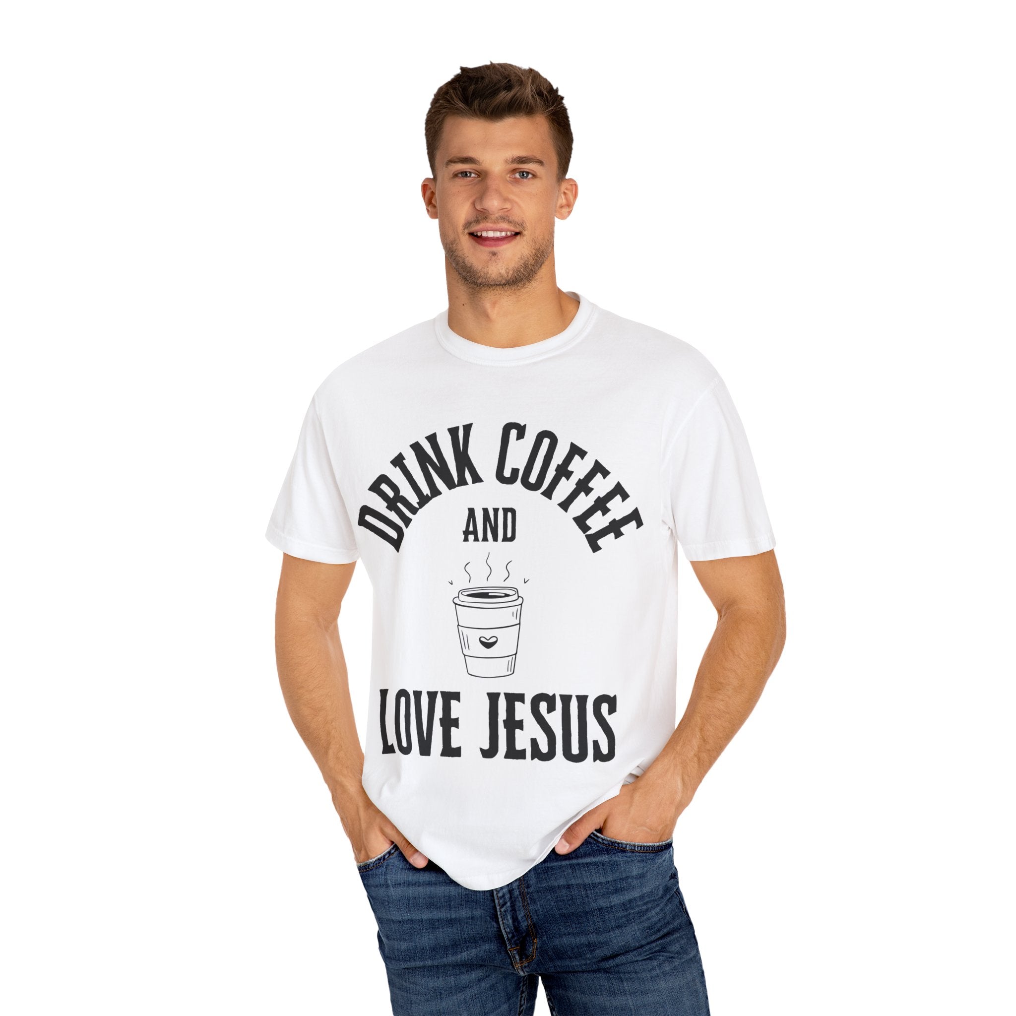 Love Jesus Unisex Garment-Dyed T-shirt, Christian Tshirts, Christian Merchandise, Gifts for Church, Gifts for Christmas, Gifts for Birthdays, Christian Apparel
