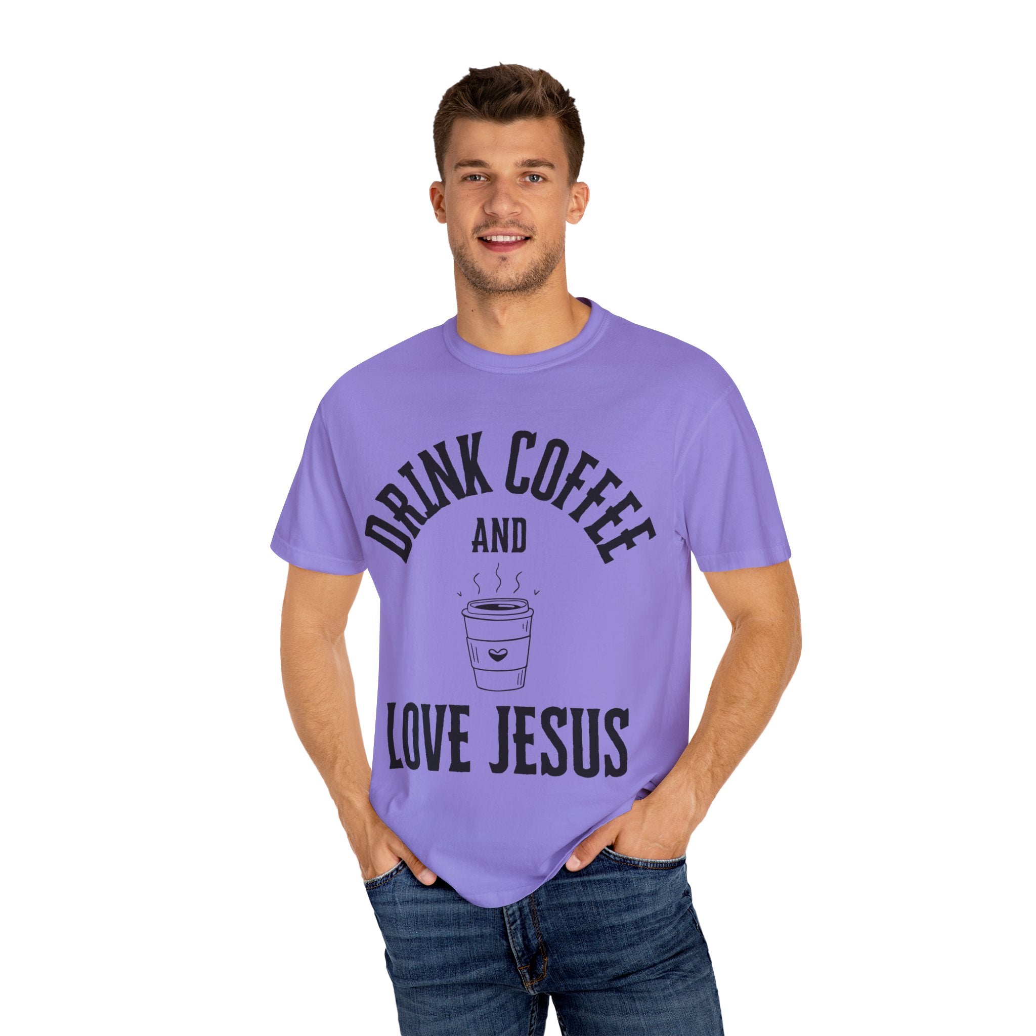 Love Jesus Unisex Garment-Dyed T-shirt, Christian Tshirts, Christian Merchandise, Gifts for Church, Gifts for Christmas, Gifts for Birthdays, Christian Apparel